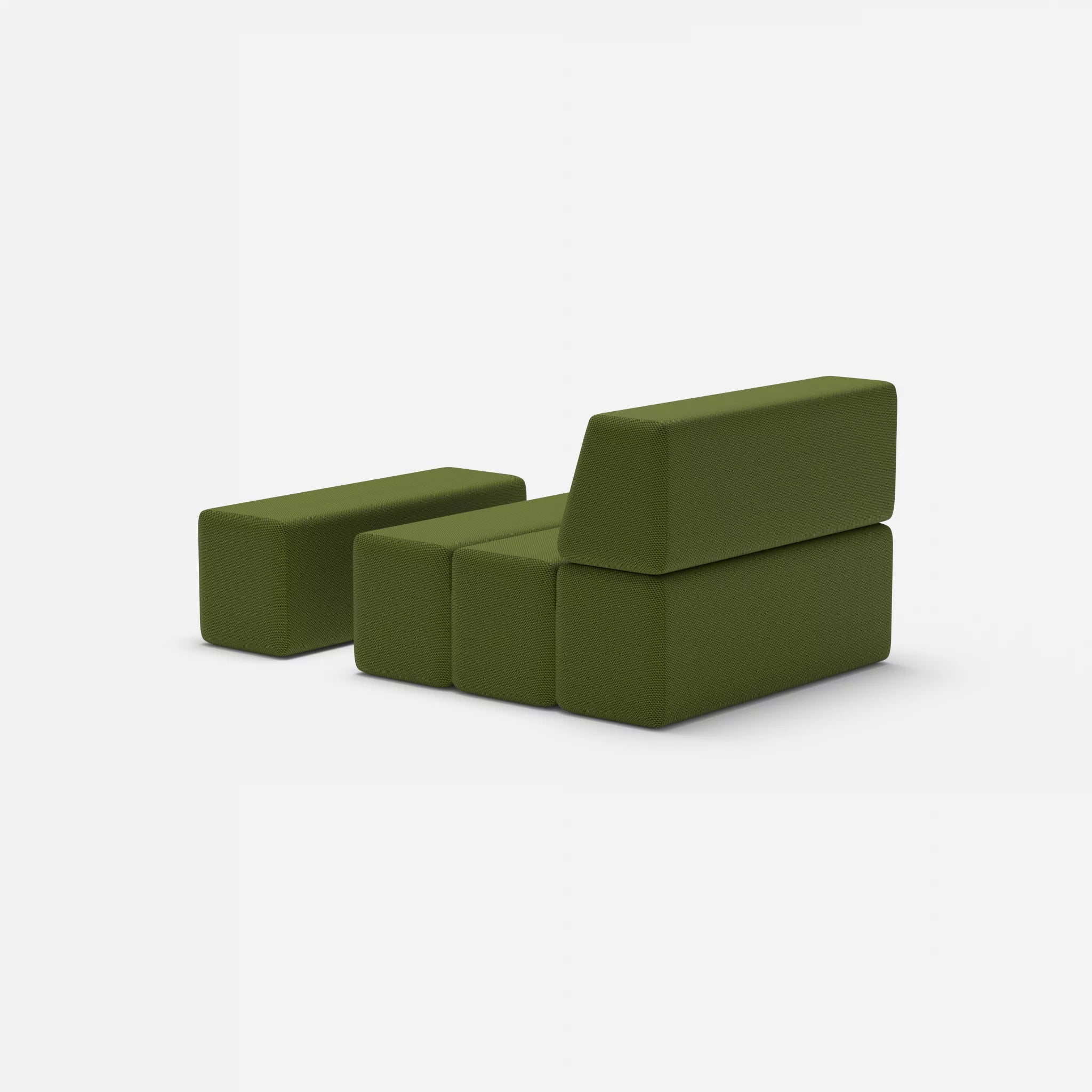 1 Sitzer Sofa Bricks 4 novummoss in Grün von hinten