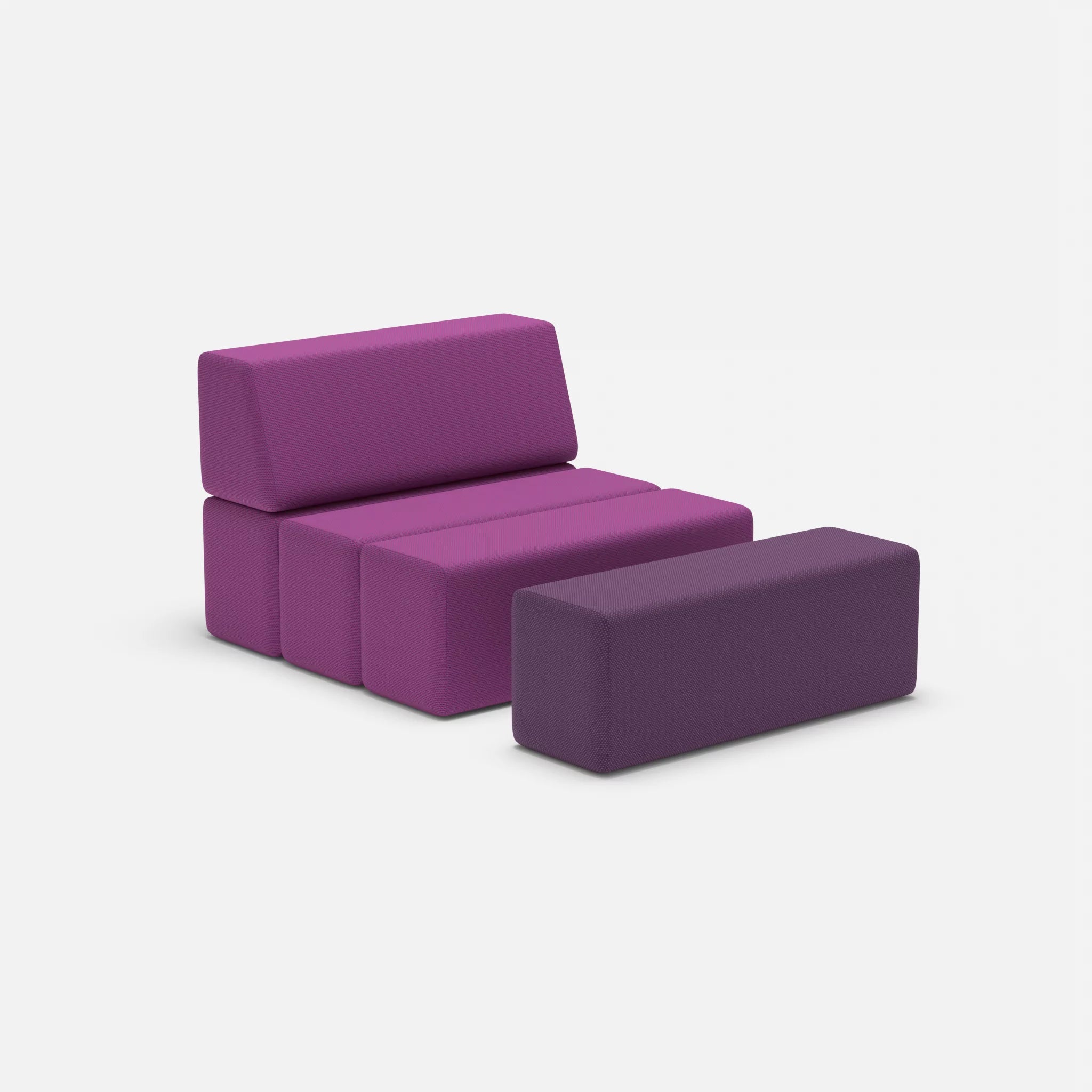 1 Sitzer Sofa Bricks 4 novumviola-novumprune in Violett und Violett von der Seite