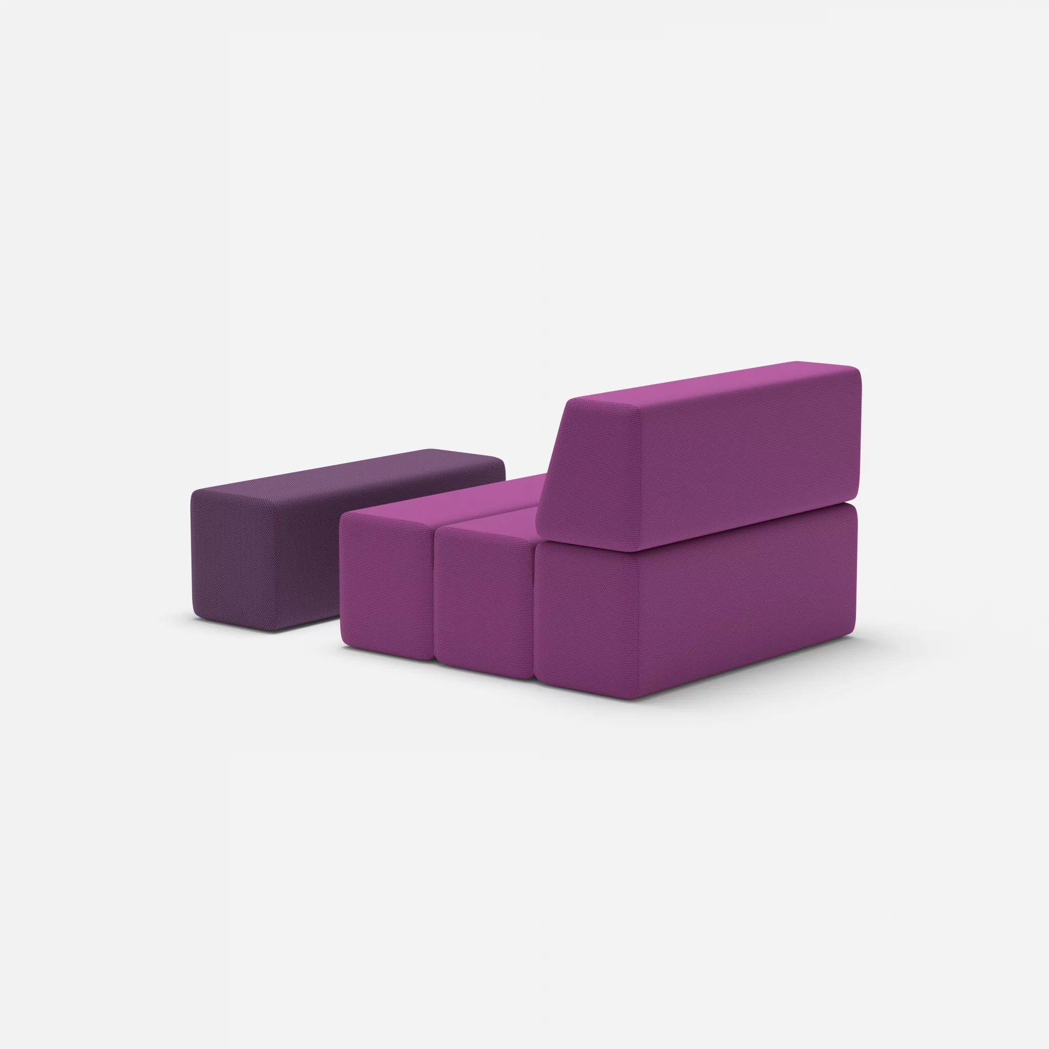 1 Sitzer Sofa Bricks 4 novumviola-novumprune in Violett und Violett von hinten