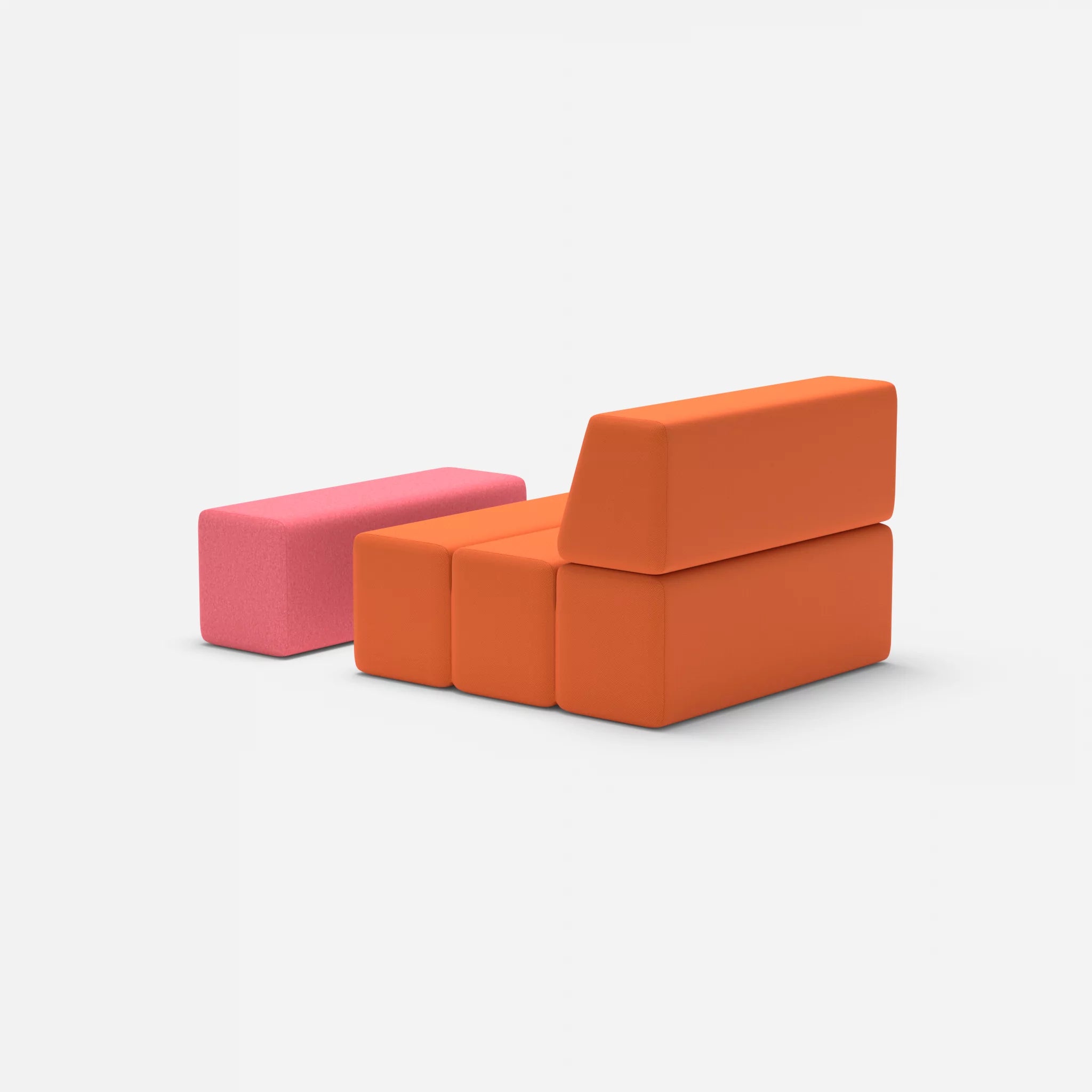 1 Sitzer Sofa Bricks 4 radio3094-dama0083 in Orange und Pink von hinten