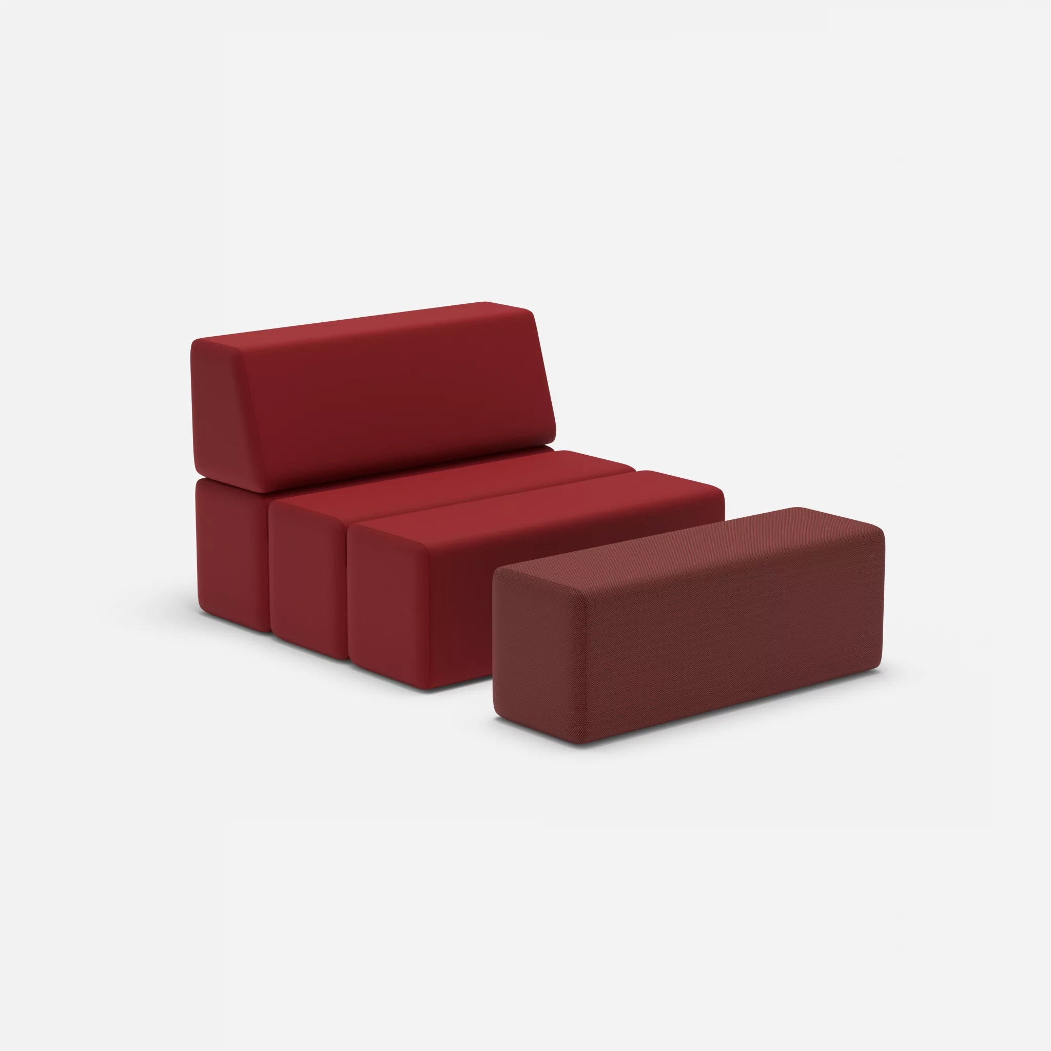 1 Sitzer Sofa Bricks 4 radio4028-radio4517 in Rot und Dunkelrot von der Seite