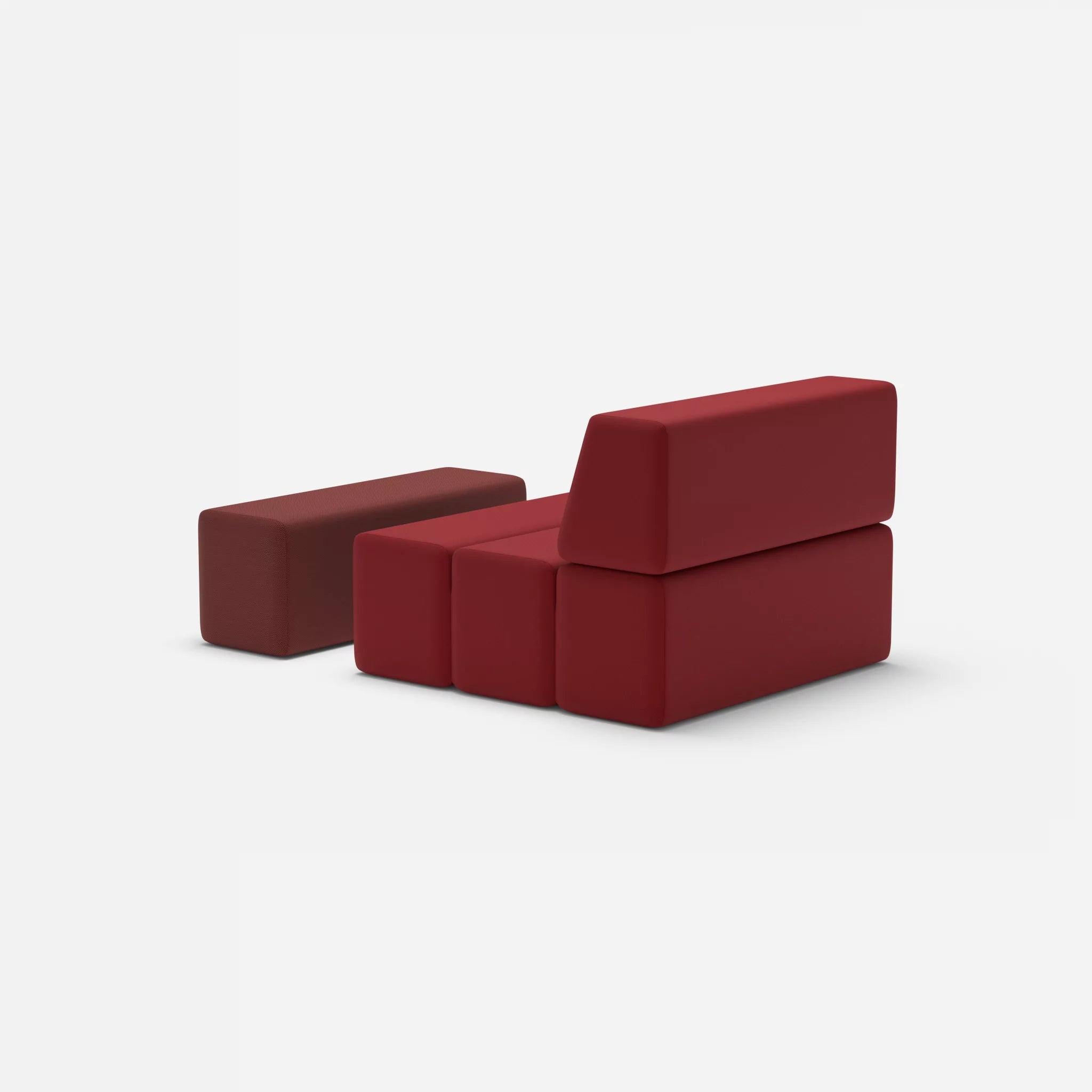 1 Sitzer Sofa Bricks 4 radio4028-radio4517 in Rot und Dunkelrot von hinten