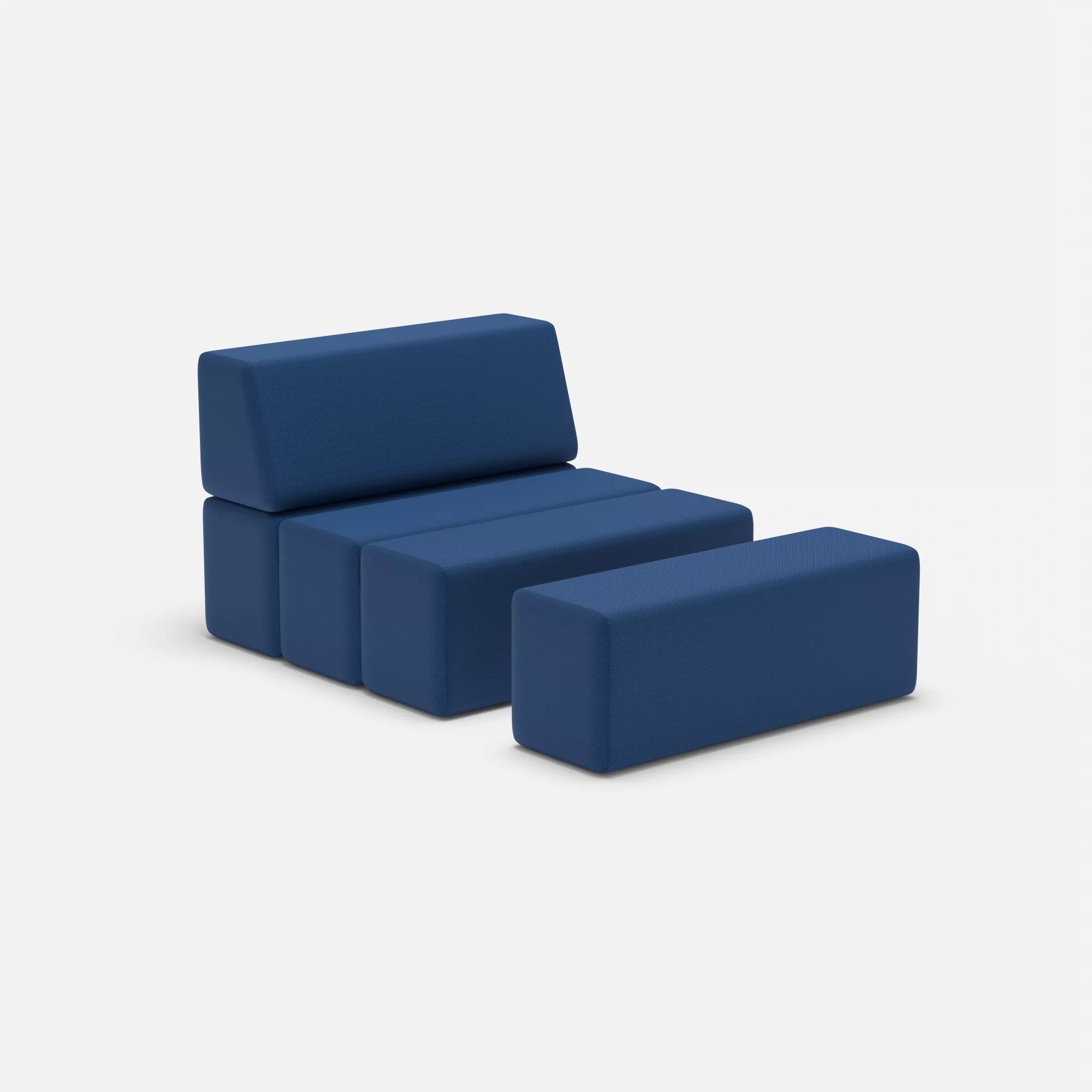 1 Sitzer Sofa Bricks 4 radio6512 in Dunkelblau von der Seite