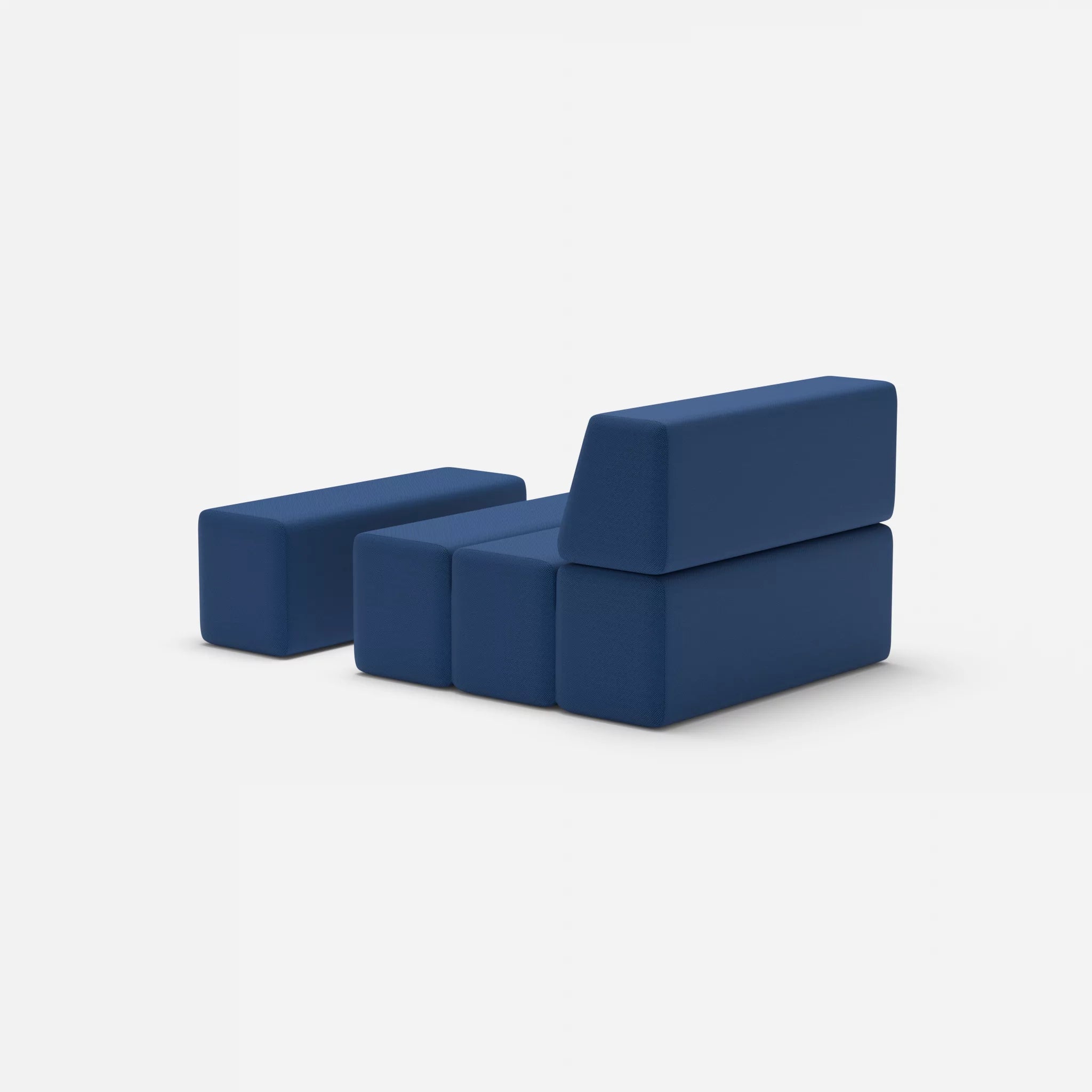 1 Sitzer Sofa Bricks 4 radio6512 in Dunkelblau von hinten