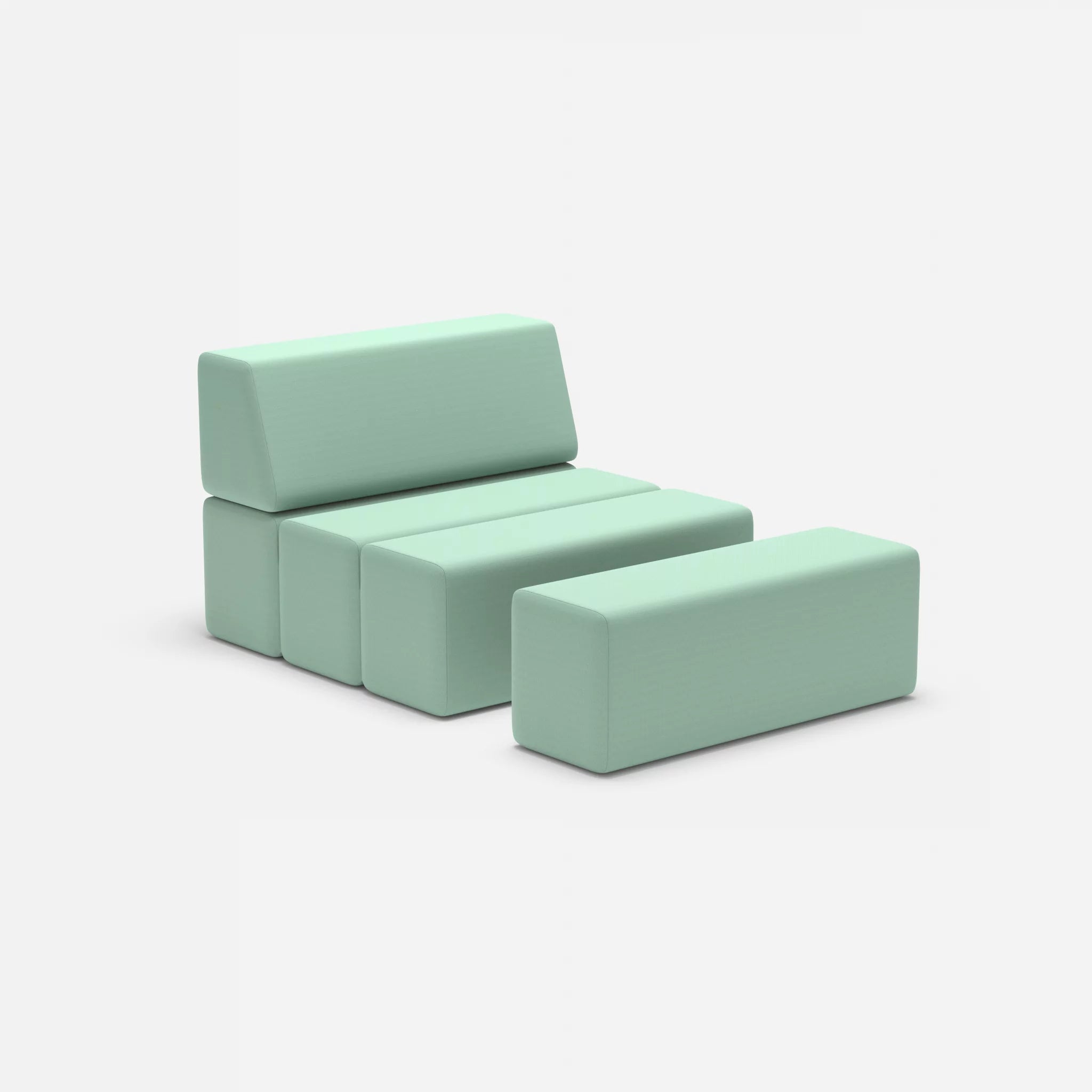 1 Sitzer Sofa Bricks 4 radio7045 in Hellblau von der Seite