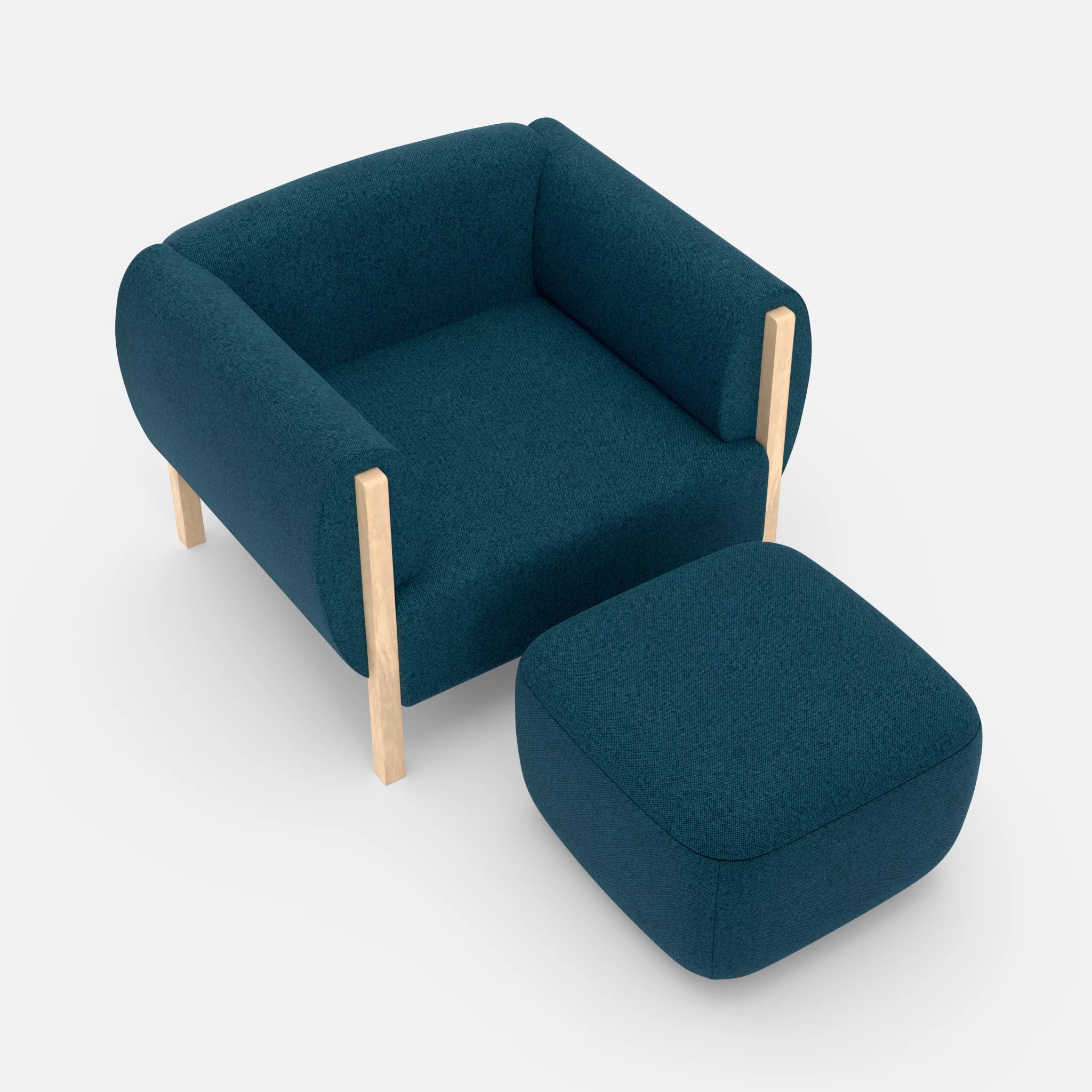 1 Sitzer Sofa Mallow mit Pouf celia0203 in Blau von oben