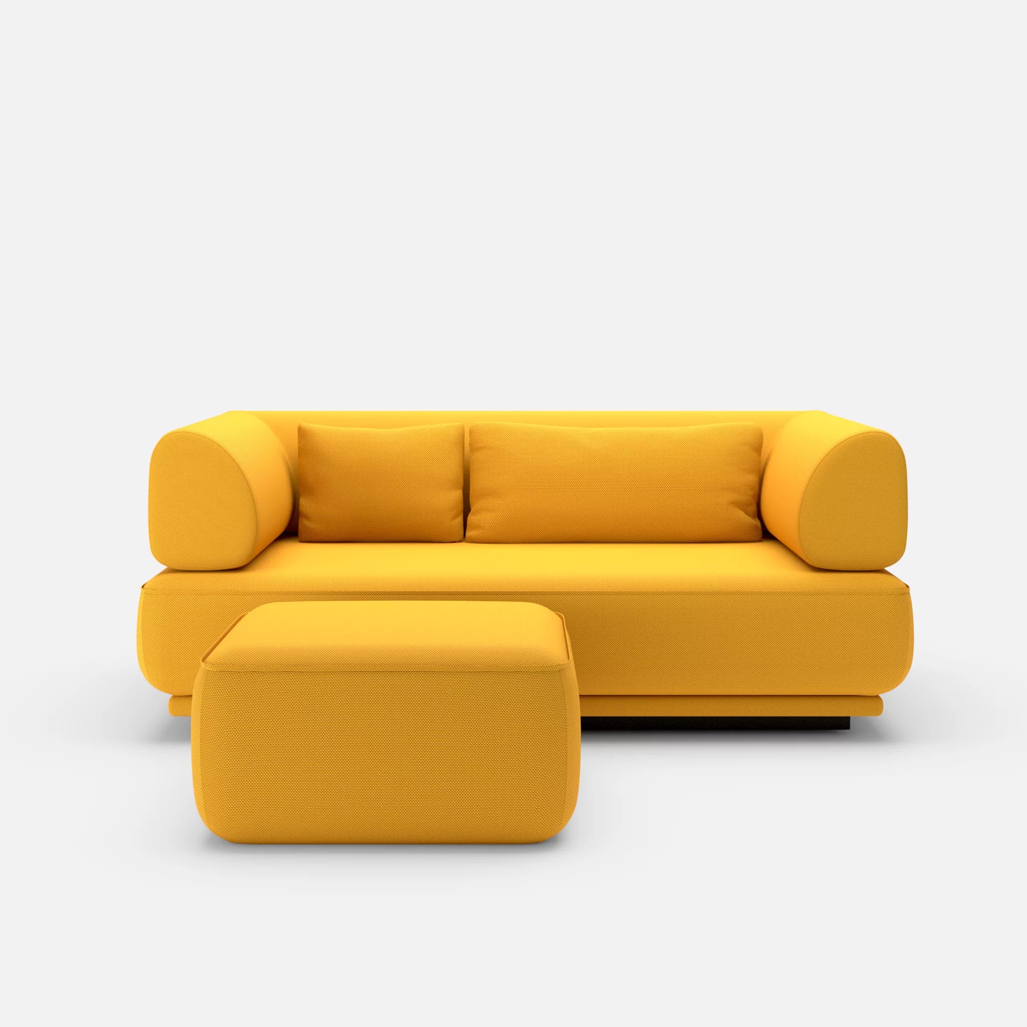 2 Sitzer Lounge Sofa Gordo mit Pouf novumcurry in Curry von vorne