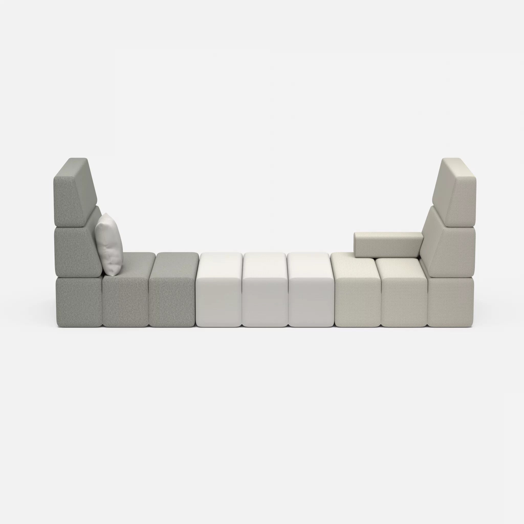 2 Sitzer Sofa Bricks 2 dama0003-radio8027 in Mittelgrau und Hellgrau von vorne