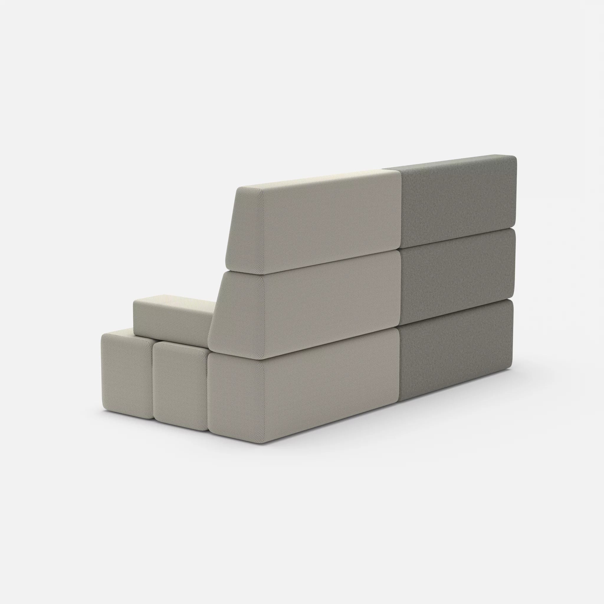 2 Sitzer Sofa Bricks 3 dama0003-novumkies in Mittelgrau und Mittelgrau von hinten