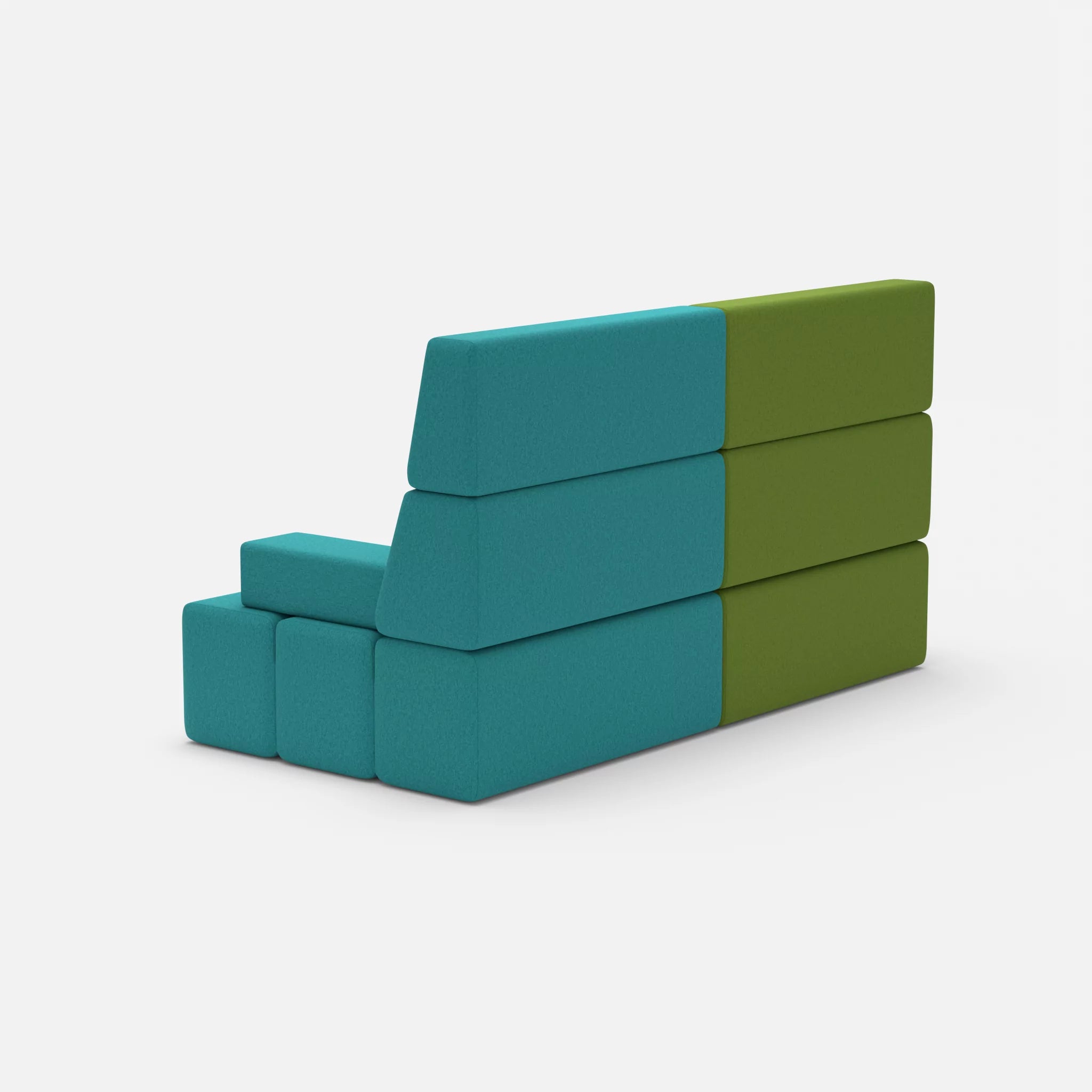 2 Sitzer Sofa Bricks 3 dama0027-dama0076 in Grün und Türkis von hinten