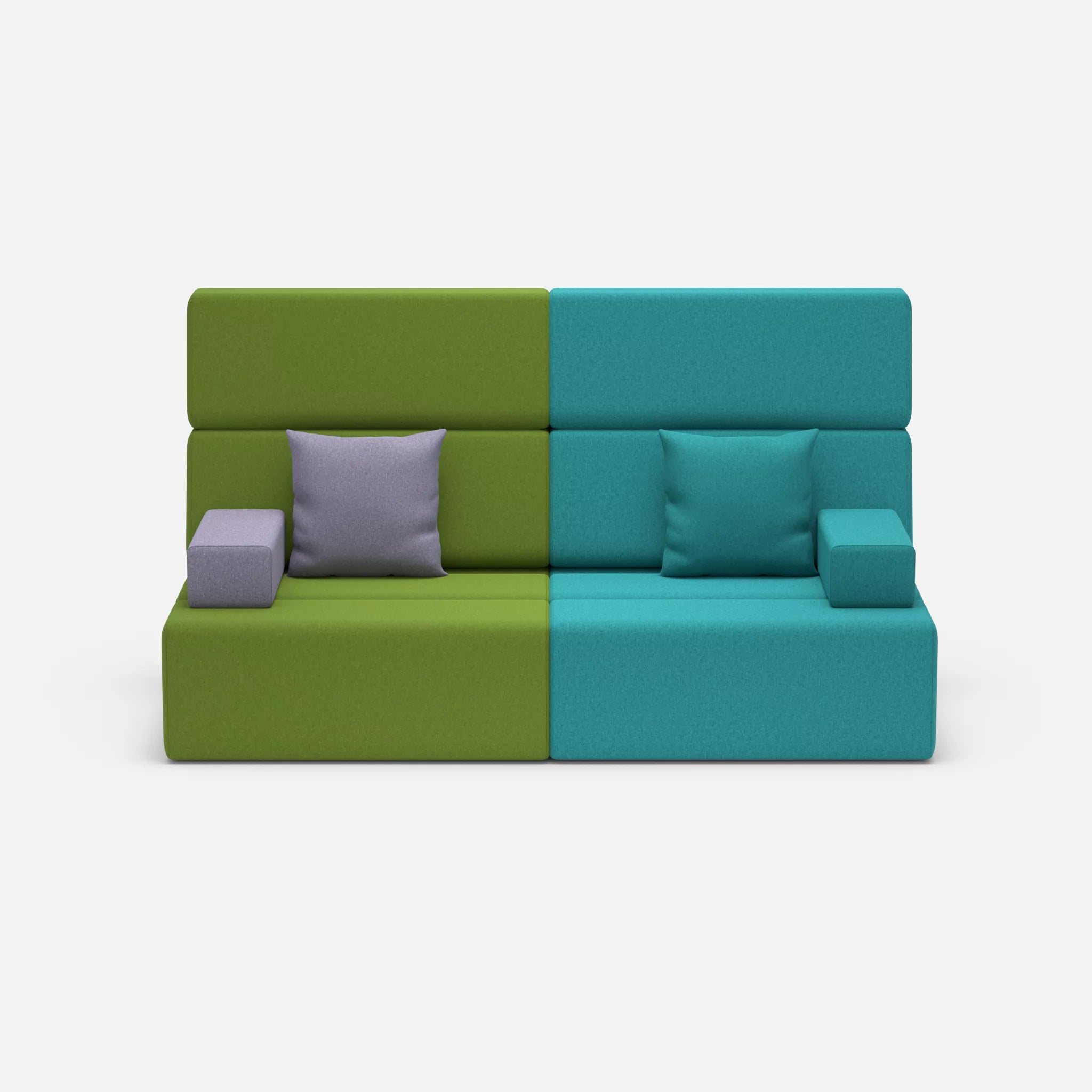 2 Sitzer Sofa Bricks 3 dama0027-dama0076 in Grün und Türkis von vorne