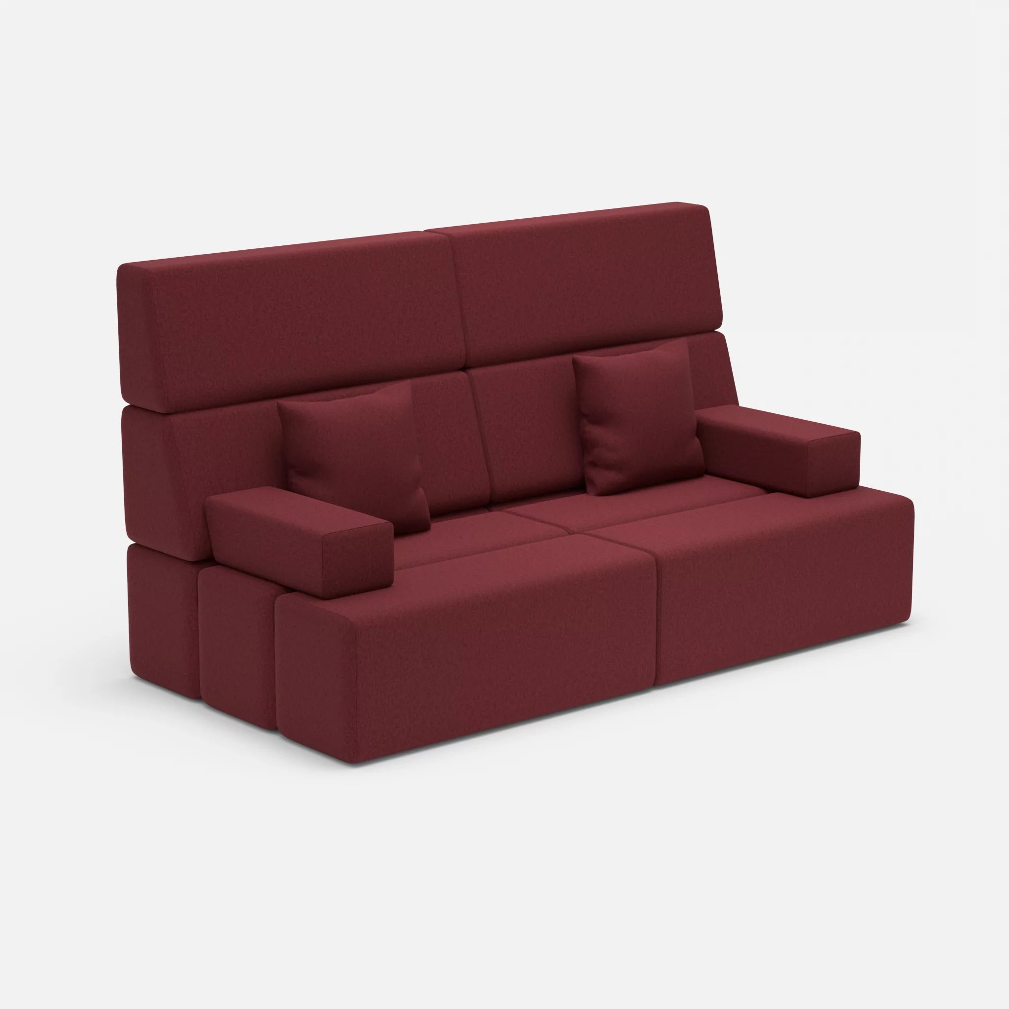 2 Sitzer Sofa Bricks 3 dama0034 in Bordeaux von der Seite