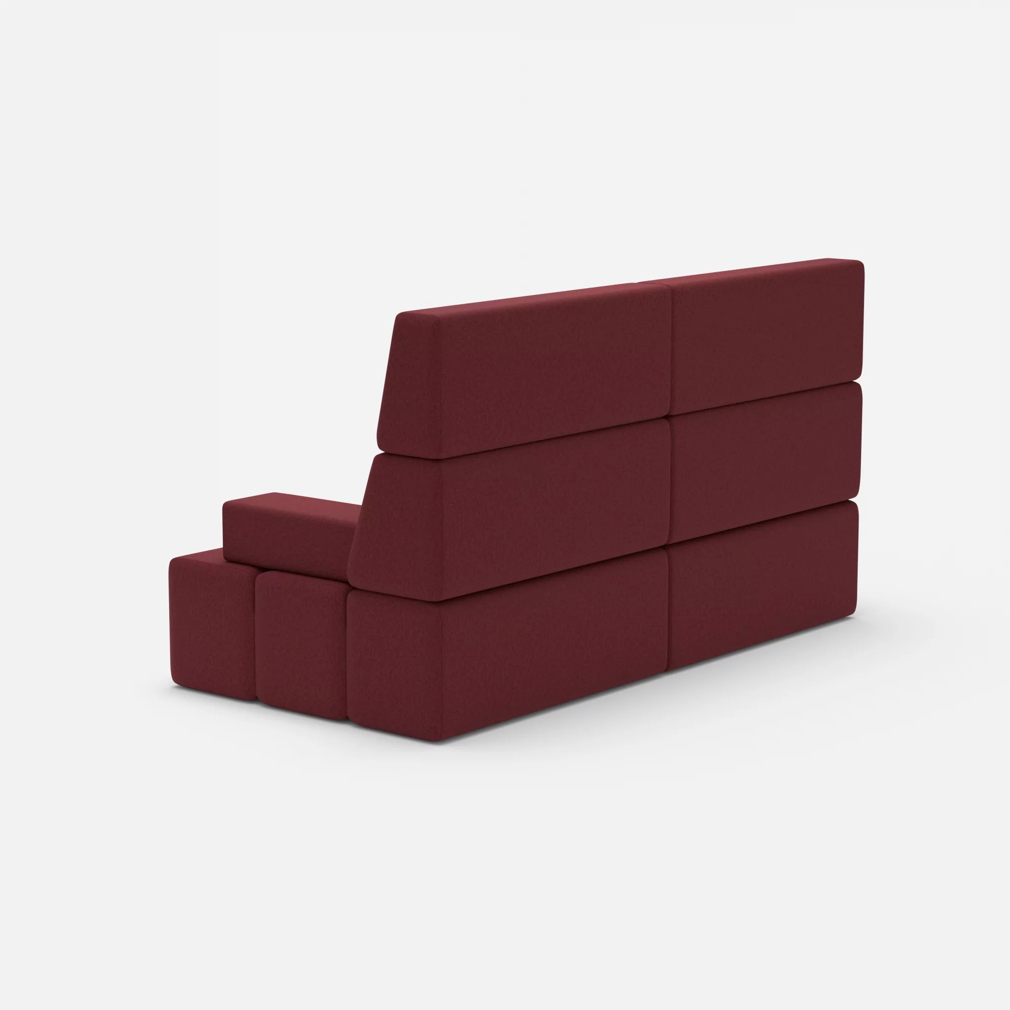 2 Sitzer Sofa Bricks 3 dama0034 in Bordeaux von hinten