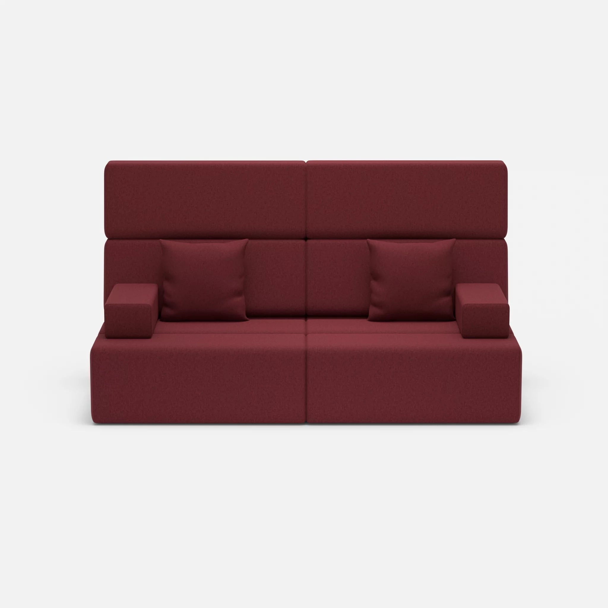 2 Sitzer Sofa Bricks 3 dama0034 in Bordeaux von vorne