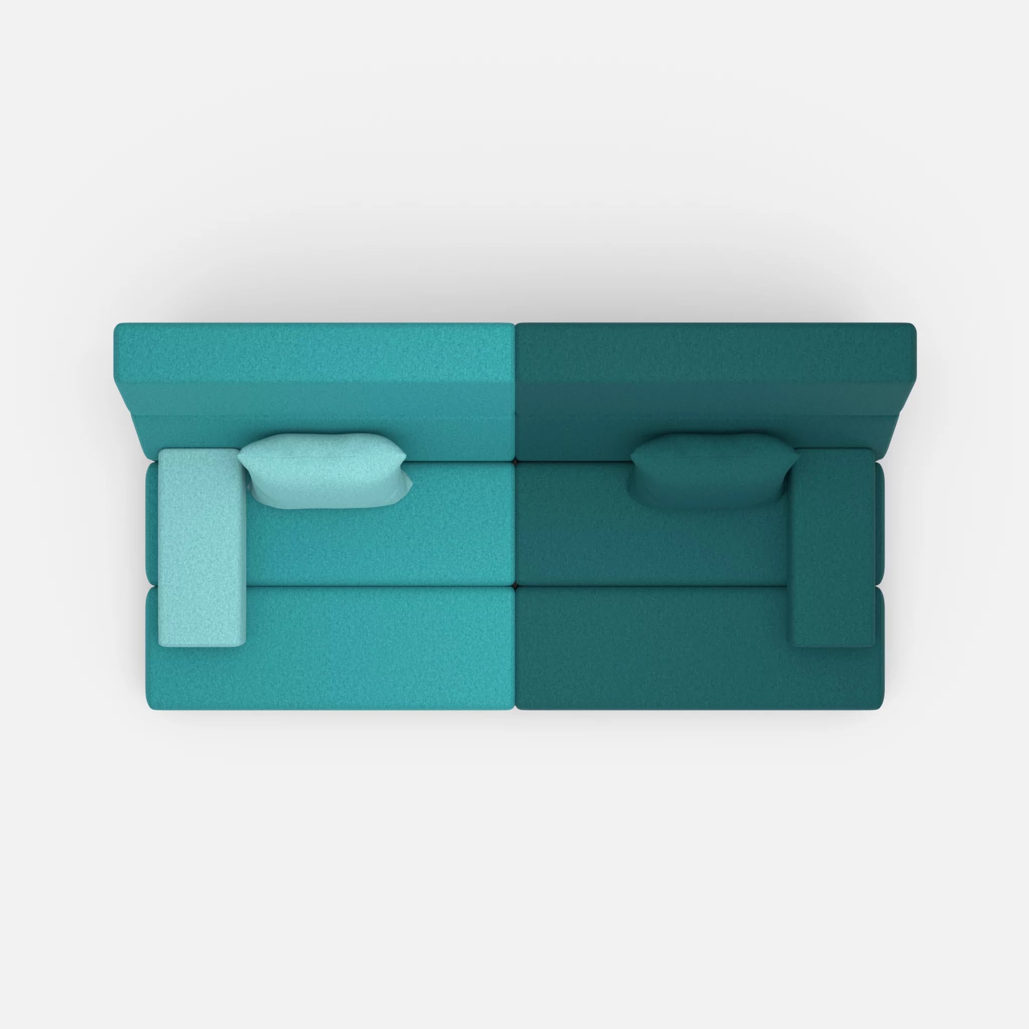 2 Sitzer Sofa Bricks 3 dama0076-dama0018 in Türkis und Türkis von oben