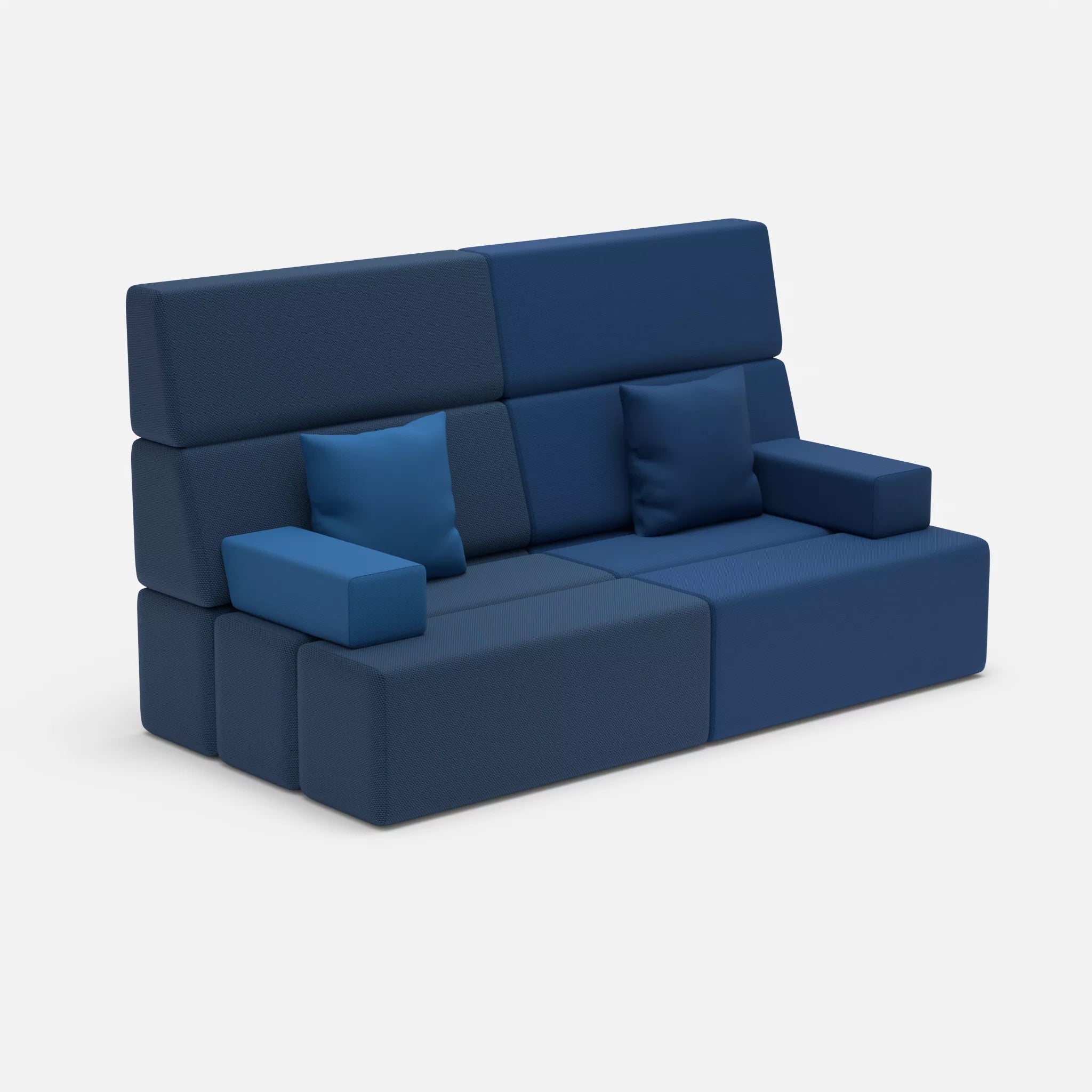 2 Sitzer Sofa Bricks 3 novumamur-radio6512 in Navy und Dunkelblau von der Seite