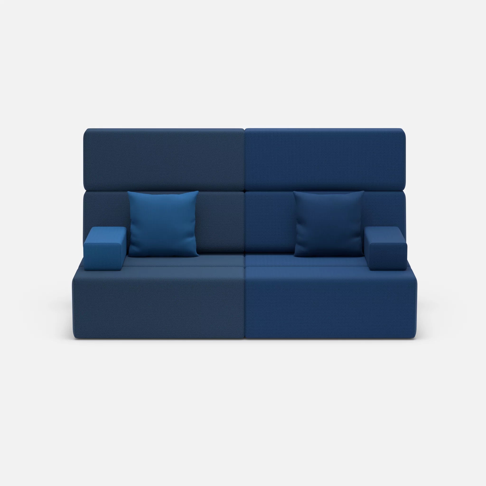 2 Sitzer Sofa Bricks 3 novumamur-radio6512 in Navy und Dunkelblau von vorne