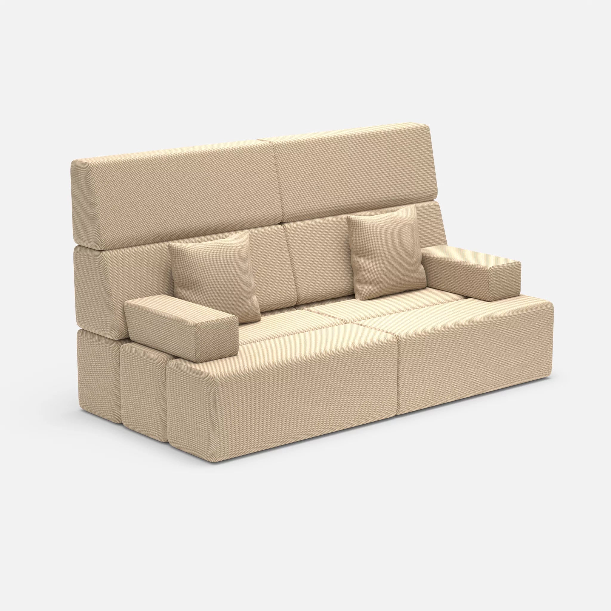 2 Sitzer Sofa Bricks 3 novumcocos in Hellbraun von der Seite