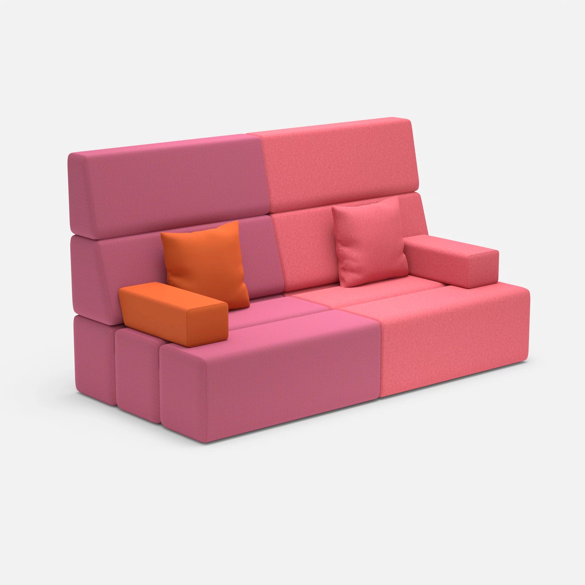 2 Sitzer Sofa Bricks 3 novumlitchi-dama0083 in Violett und Pink von der Seite