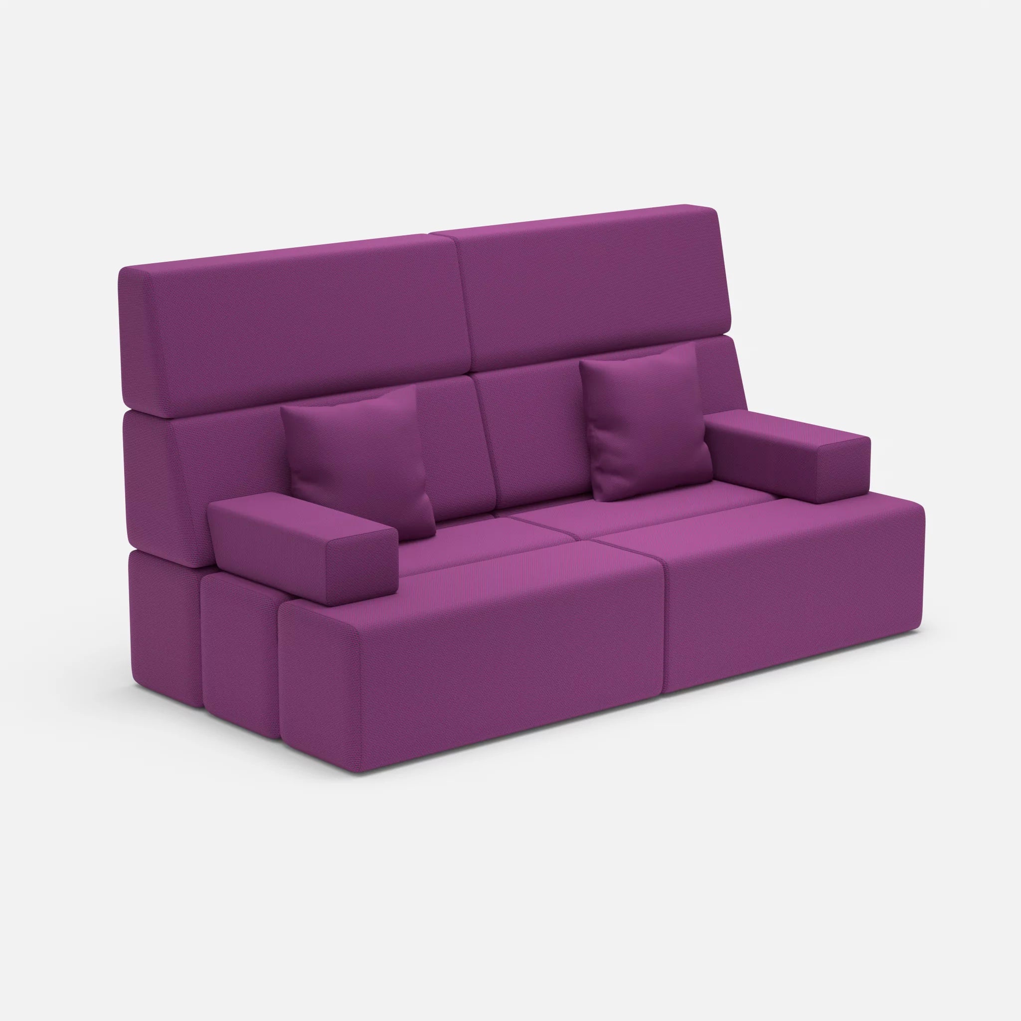 2 Sitzer Sofa Bricks 3 novumviola in Violett von der Seite