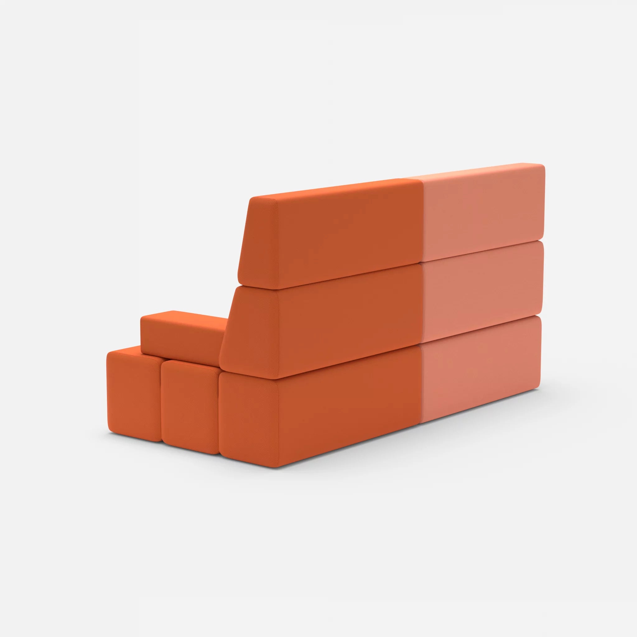 2 Sitzer Sofa Bricks 3 radio4046-radio3094 in Coral und Orange von hinten