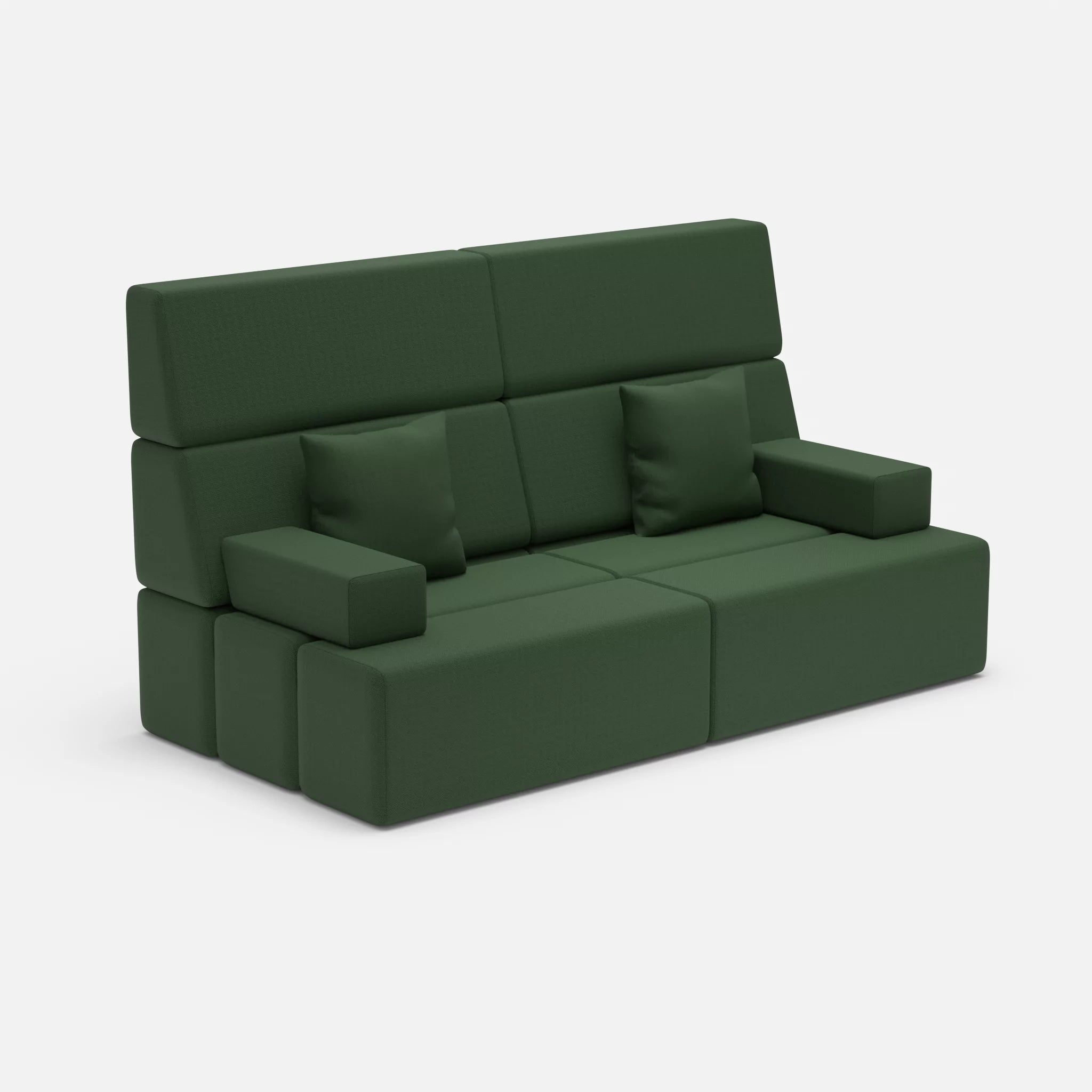 2 Sitzer Sofa Bricks 3 radio7036 in Olive von der Seite