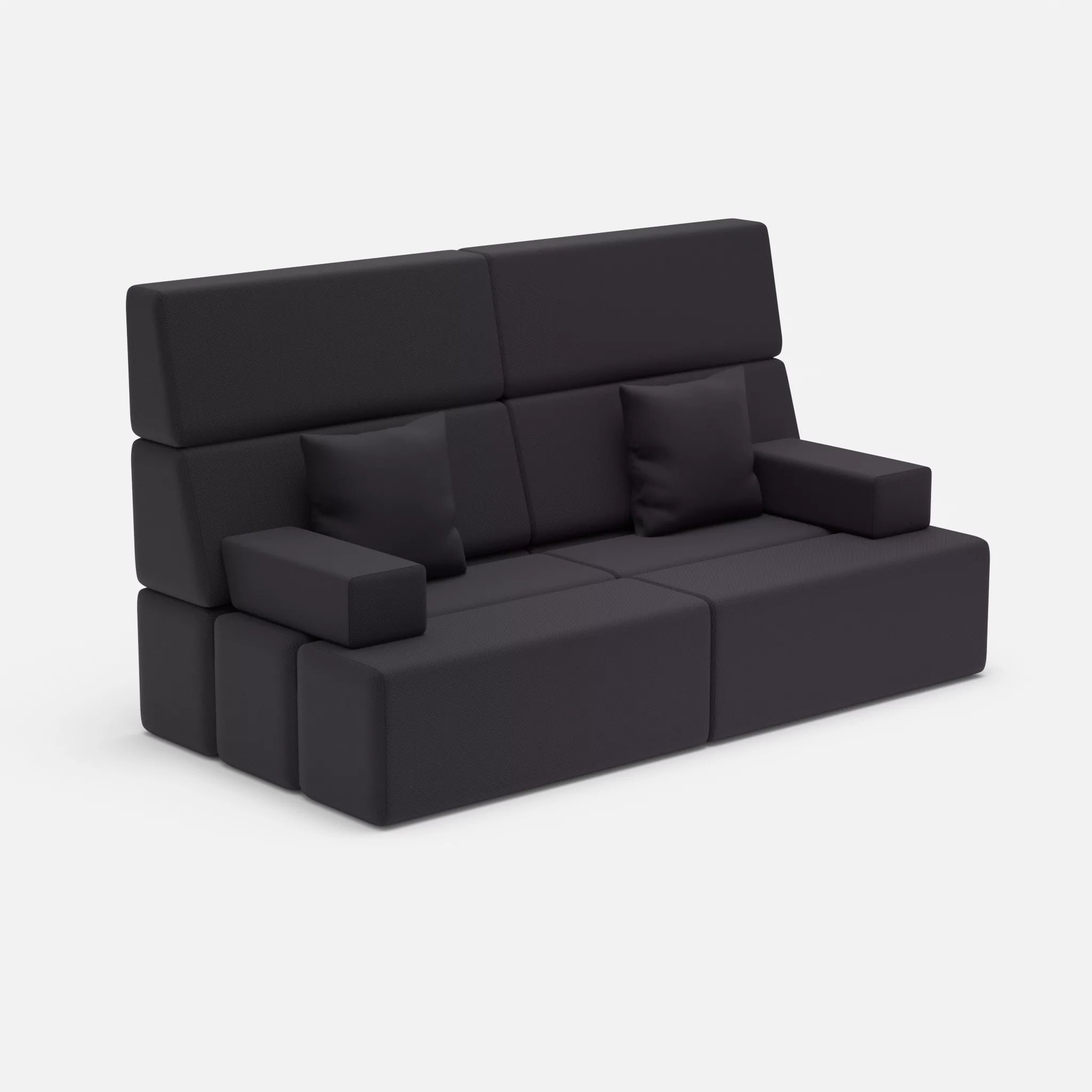 2 Sitzer Sofa Bricks 3 radio8517 in Anthrazit von der Seite