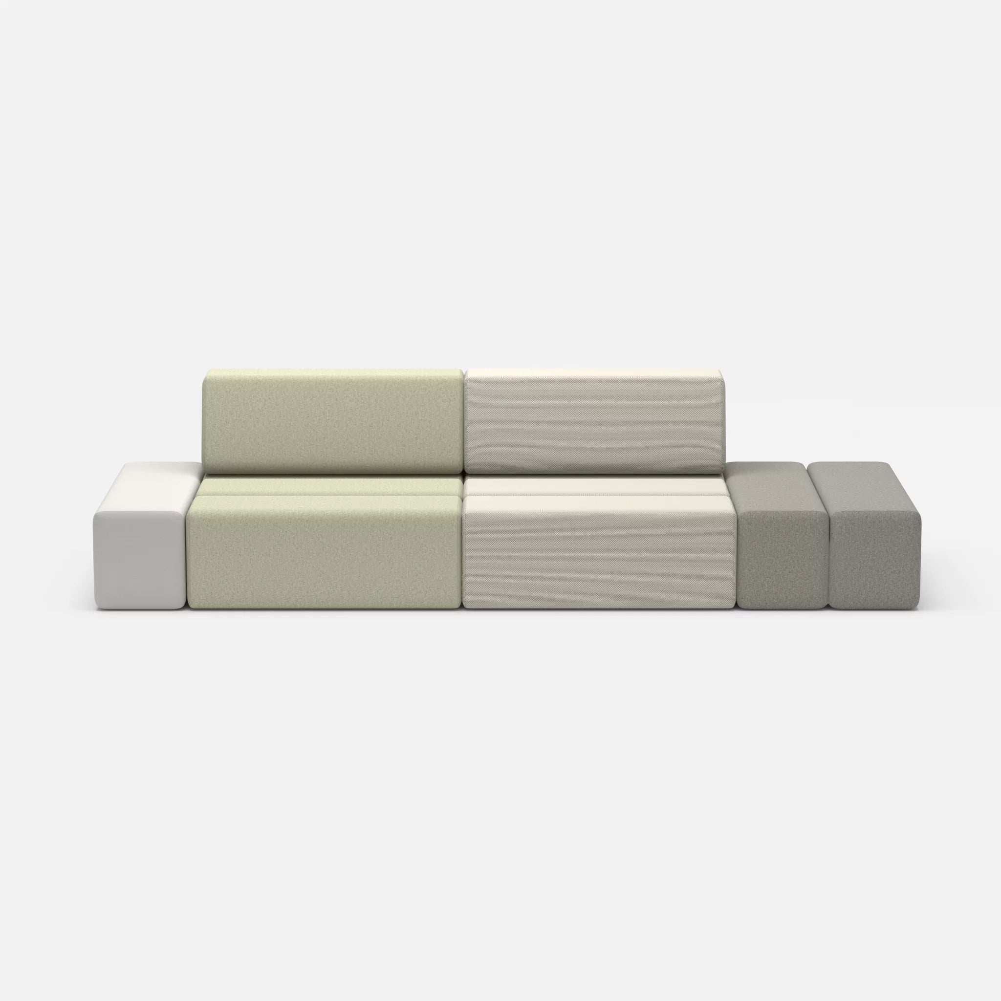 2 Sitzer Sofa Bricks 5 dama0057-novumkies in Hellgrau und Mittelgrau von vorne