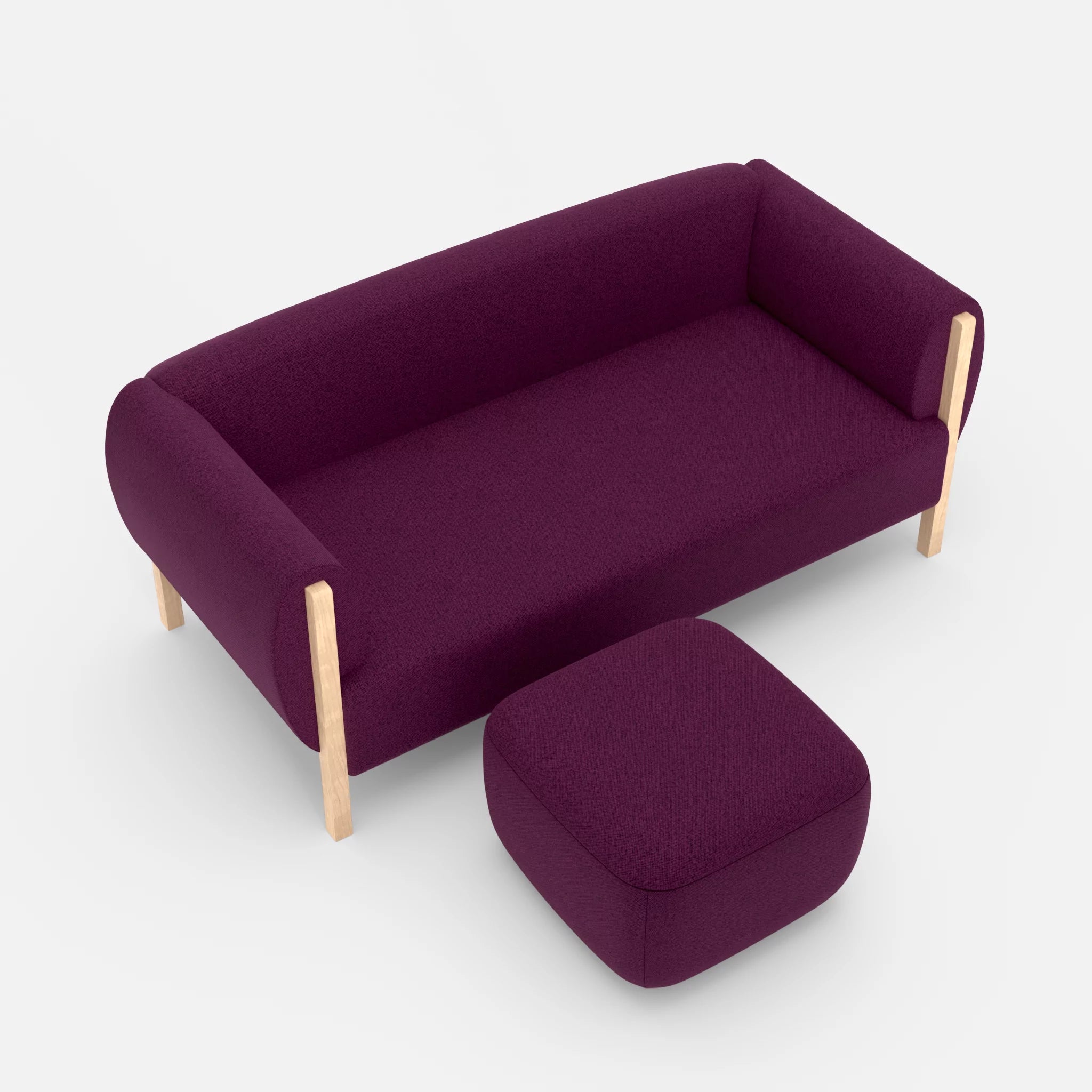 2 Sitzer Sofa Mallow mit Pouf celia0202 in Violett von oben