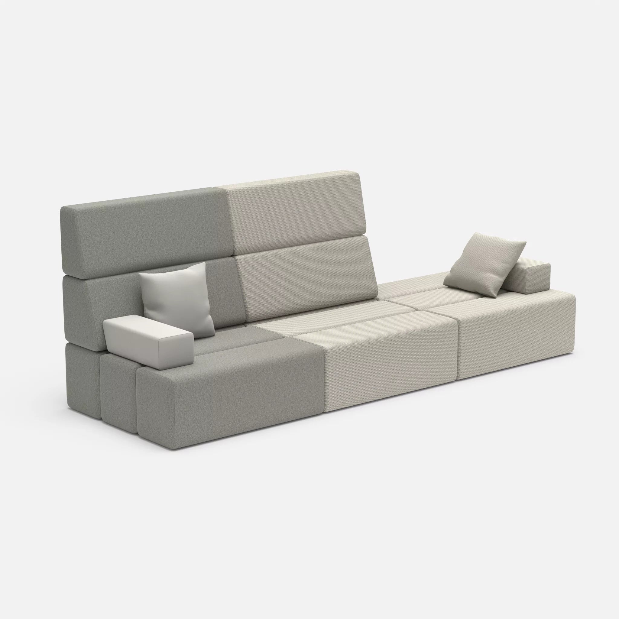 3 Sitzer Sofa Bricks 2 dama0003-novumkies in Mittelgrau und Mittelgrau von der Seite