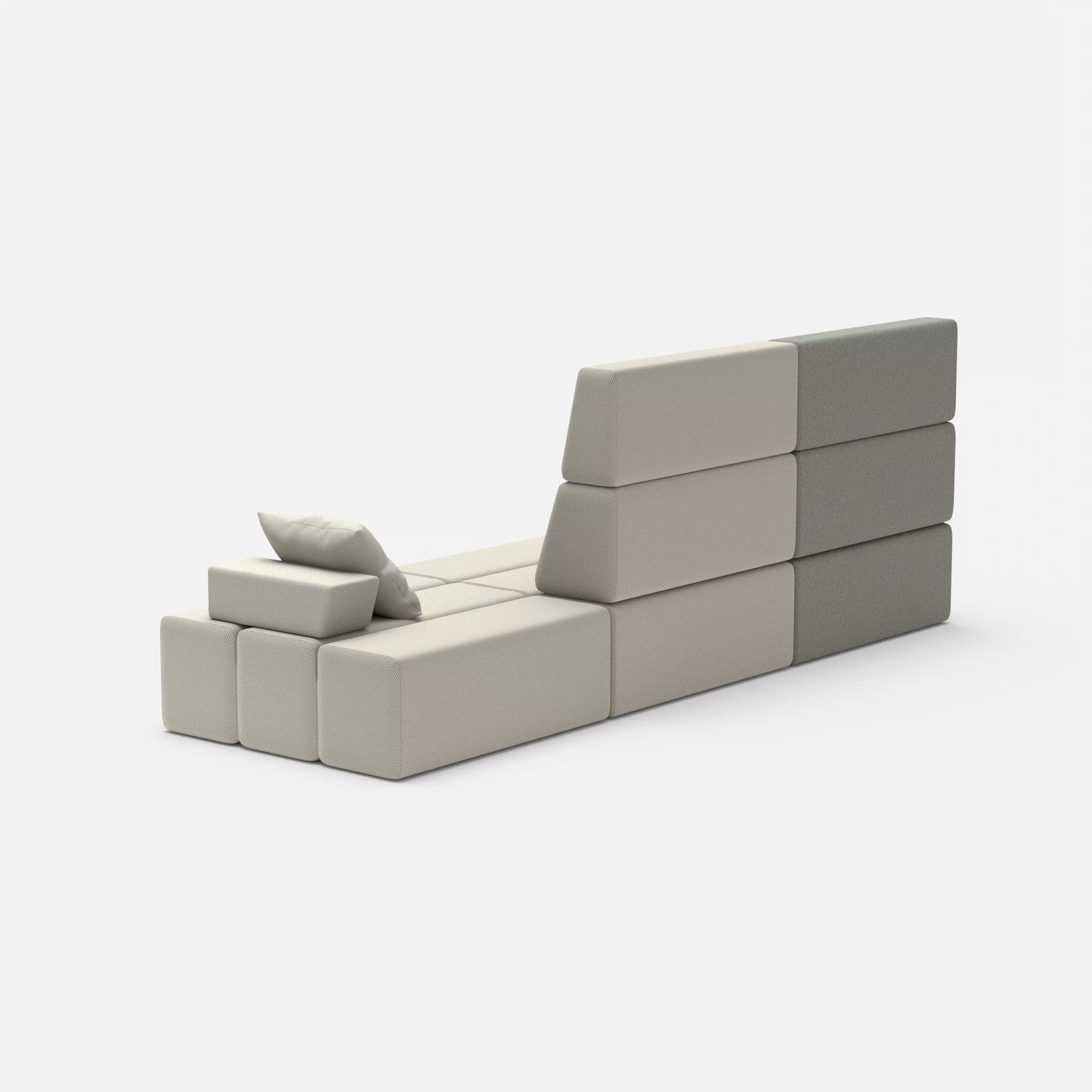 3 Sitzer Sofa Bricks 2 dama0003-novumkies in Mittelgrau und Mittelgrau von hinten