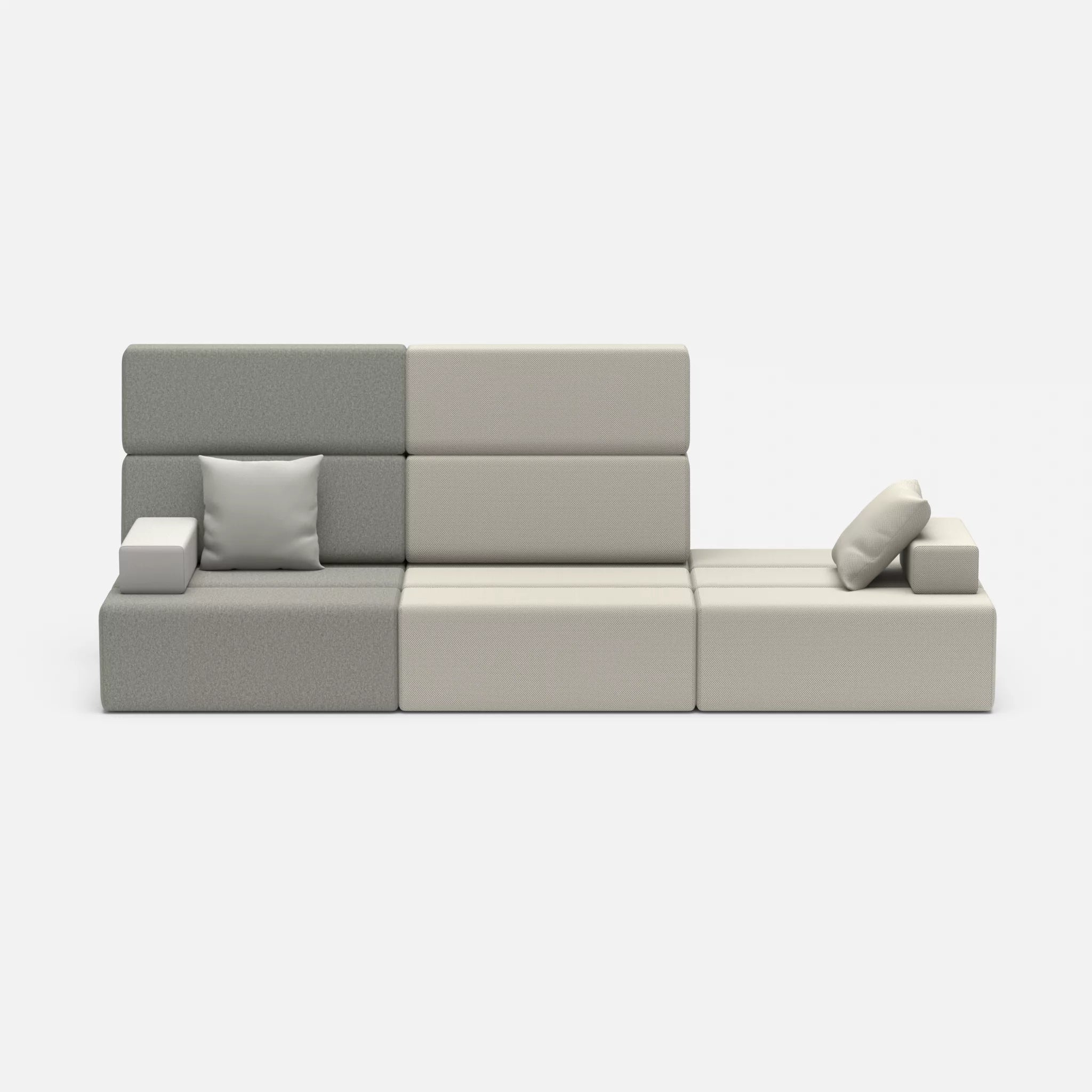 3 Sitzer Sofa Bricks 2 dama0003-novumkies in Mittelgrau und Mittelgrau von vorne