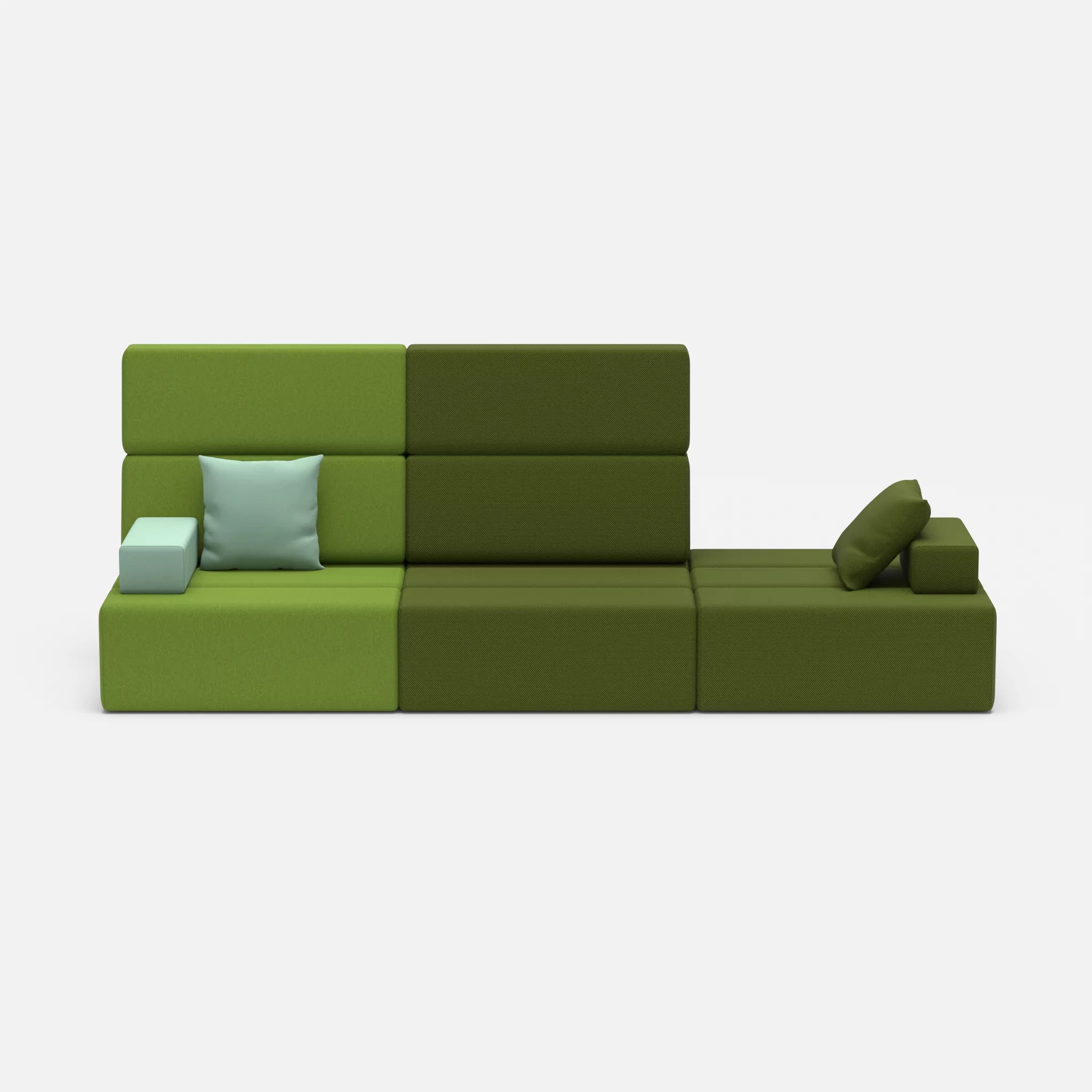 3 Sitzer Sofa Bricks 2 dama0027-novummoss in Grün und Grün von vorne