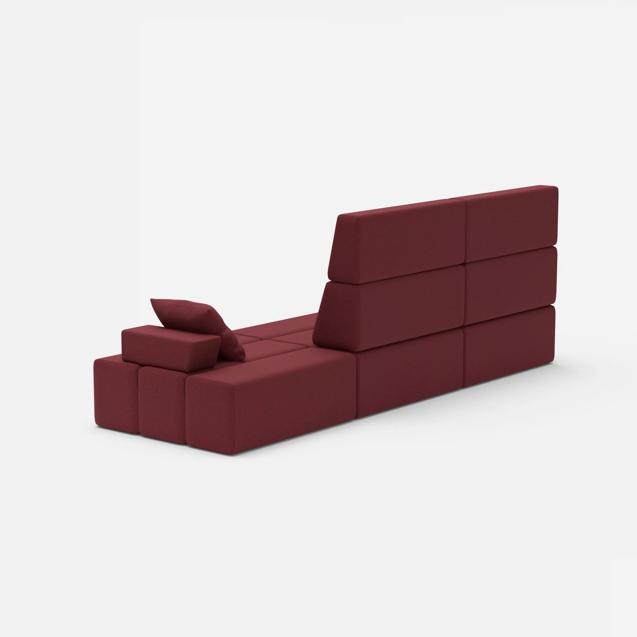 3 Sitzer Sofa Bricks 2 dama0034 in Bordeaux von hinten