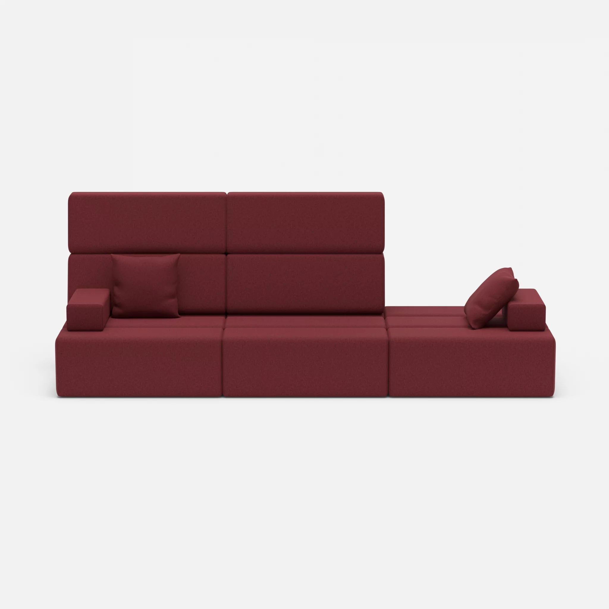 3 Sitzer Sofa Bricks 2 dama0034 in Bordeaux von vorne