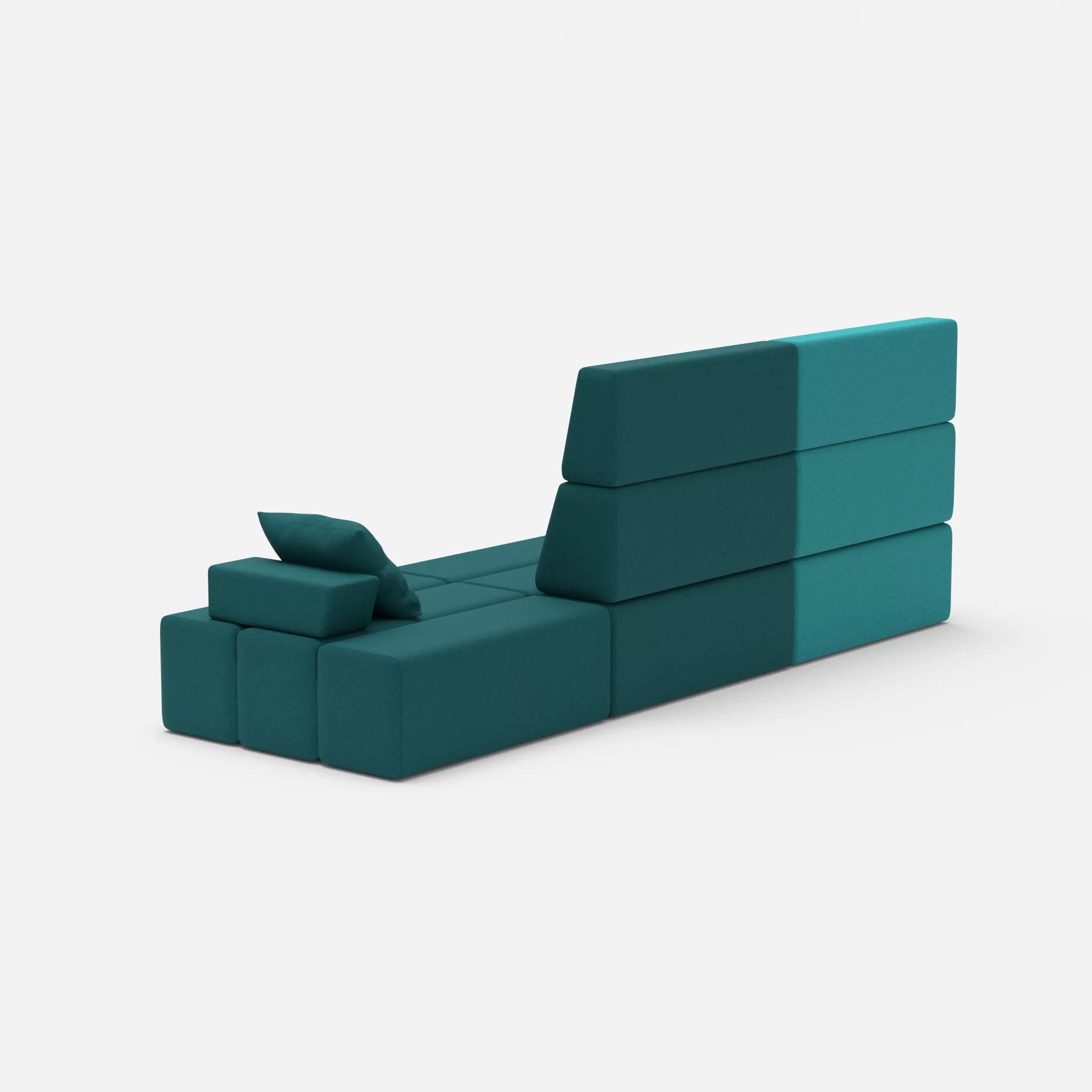 3 Sitzer Sofa Bricks 2 dama0076-dama0018 in Türkis und Türkis von hinten