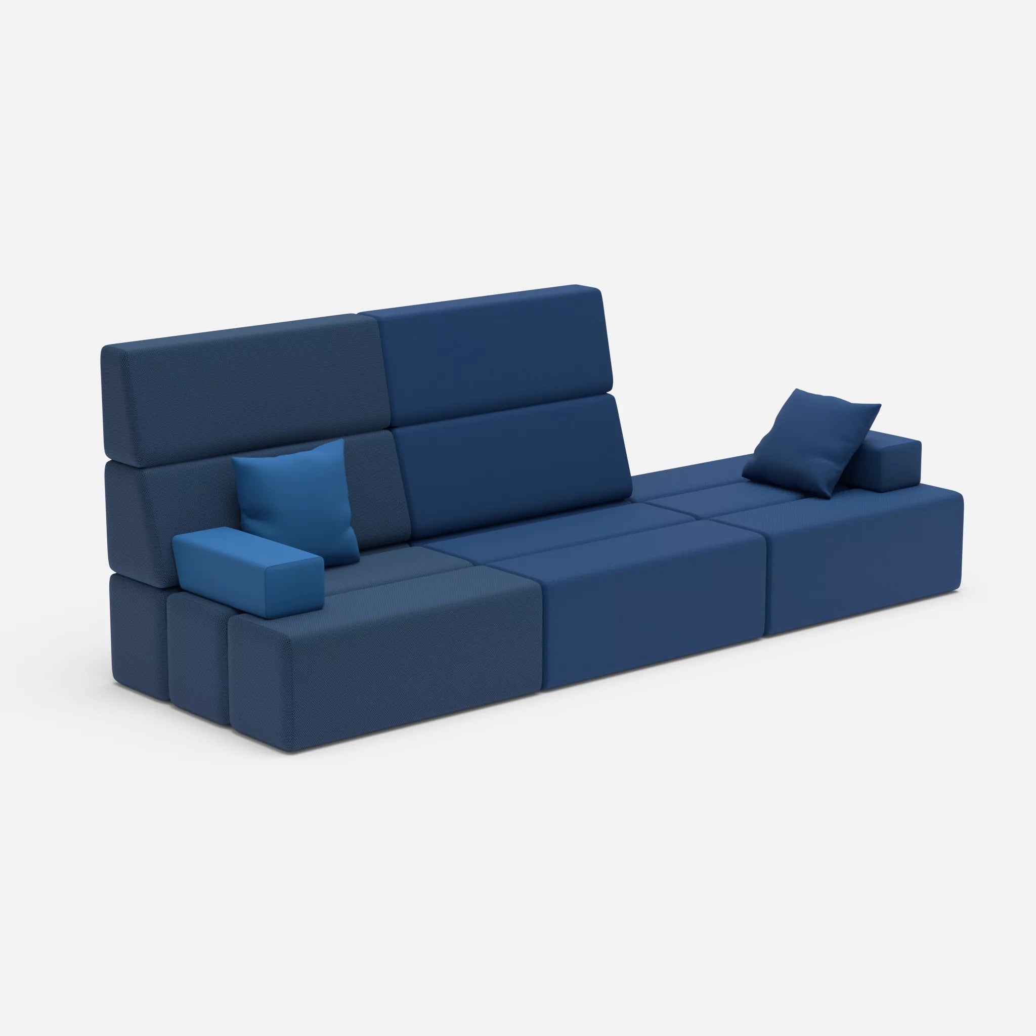 3 Sitzer Sofa Bricks 2 novumamur-radio6512 in Navy und Dunkelblau von der Seite