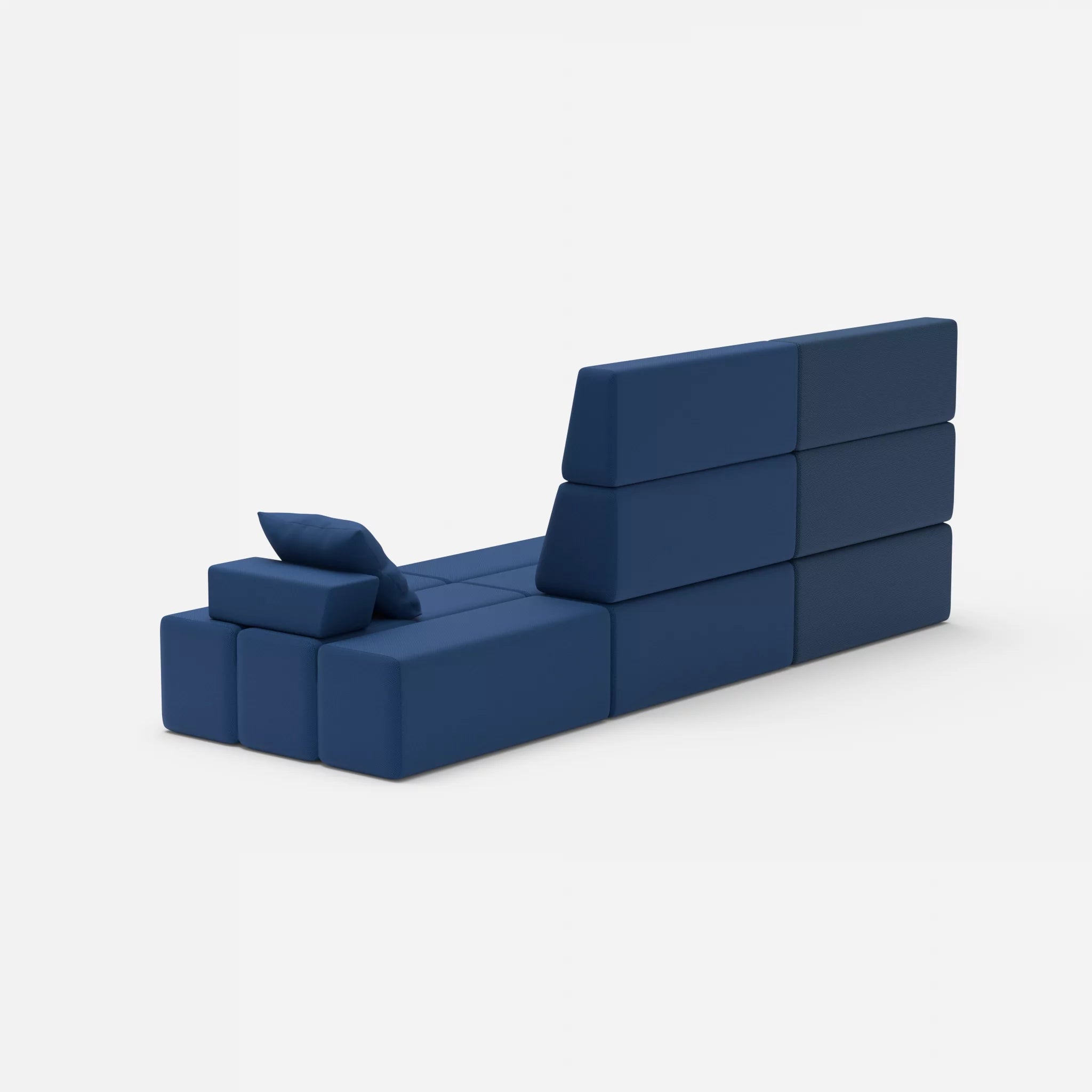 3 Sitzer Sofa Bricks 2 novumamur-radio6512 in Navy und Dunkelblau von hinten