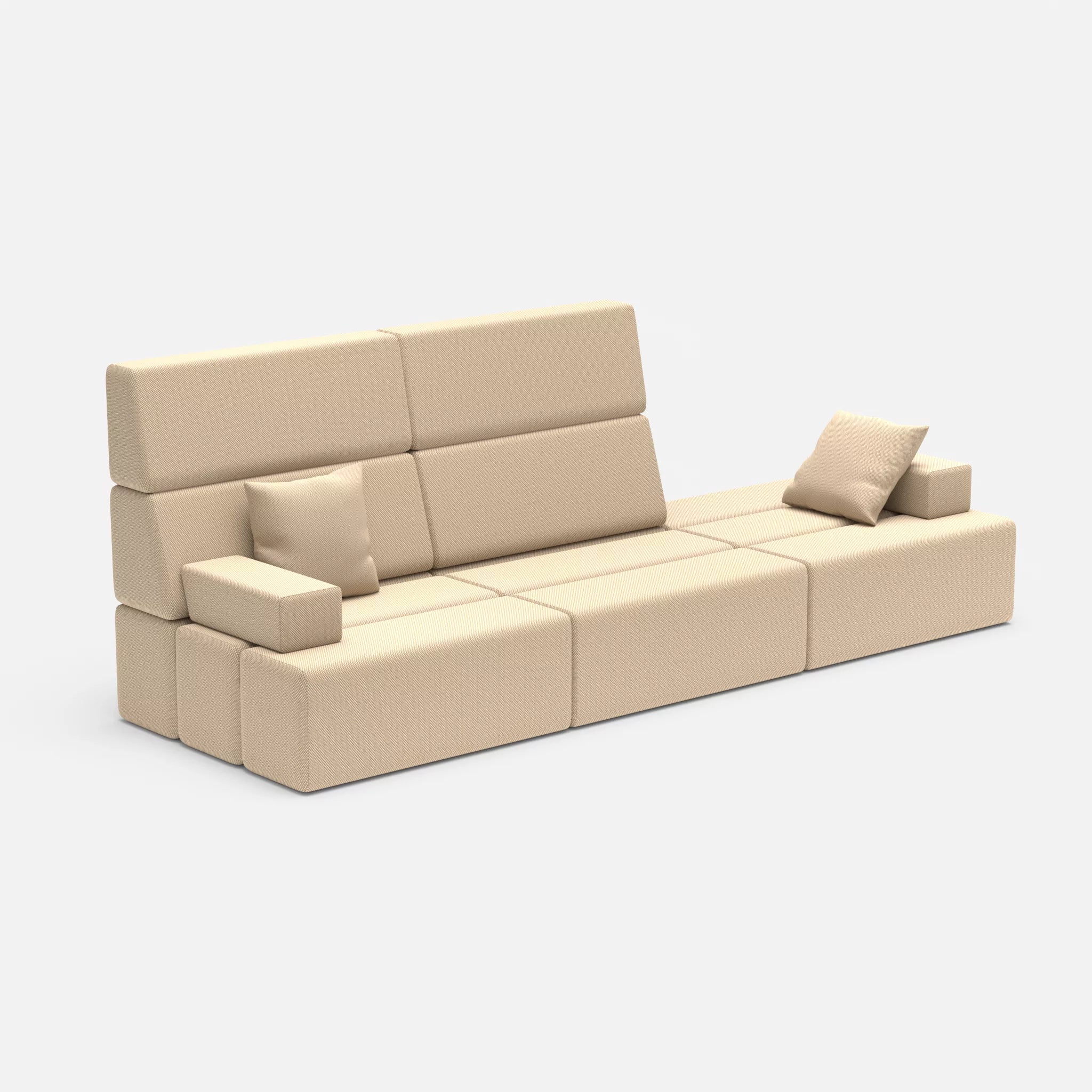 3 Sitzer Sofa Bricks 2 novumcocos in Hellbraun von der Seite