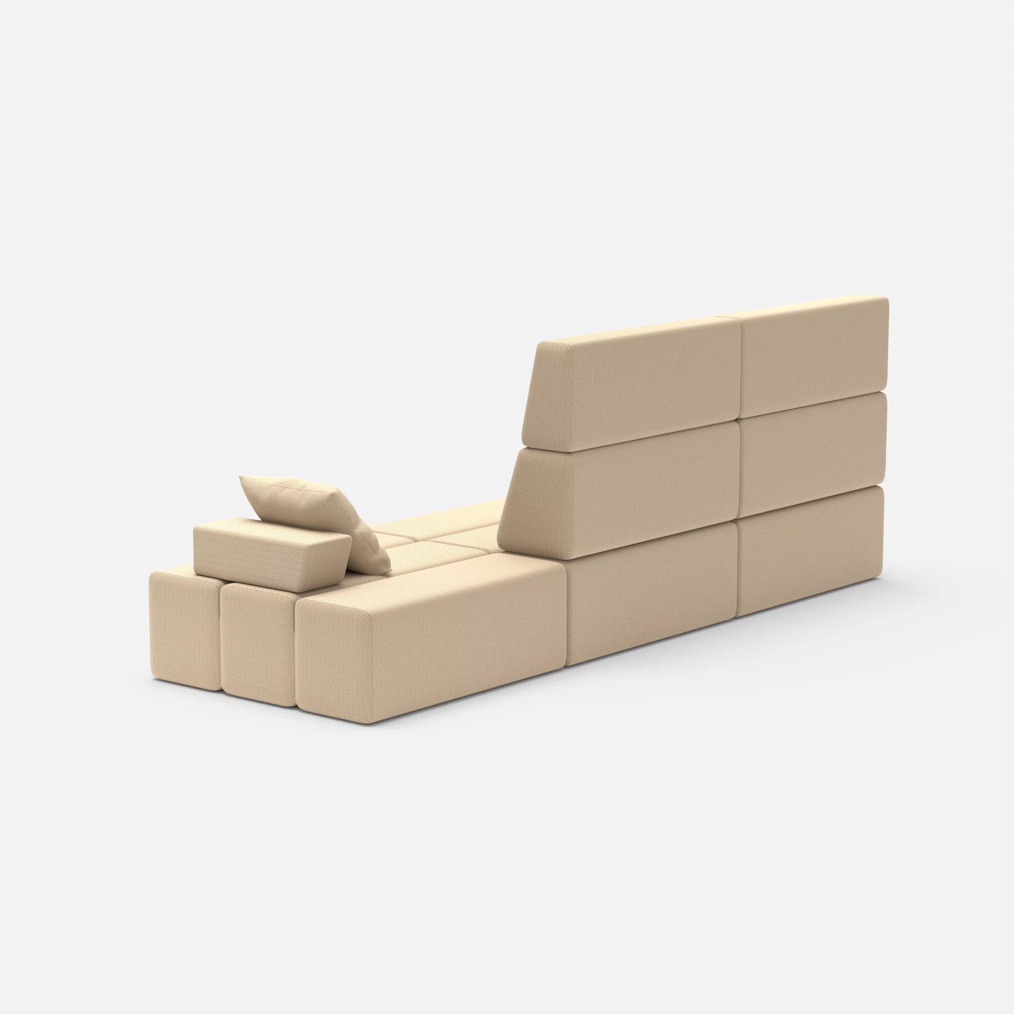 3 Sitzer Sofa Bricks 2 novumcocos in Hellbraun von hinten