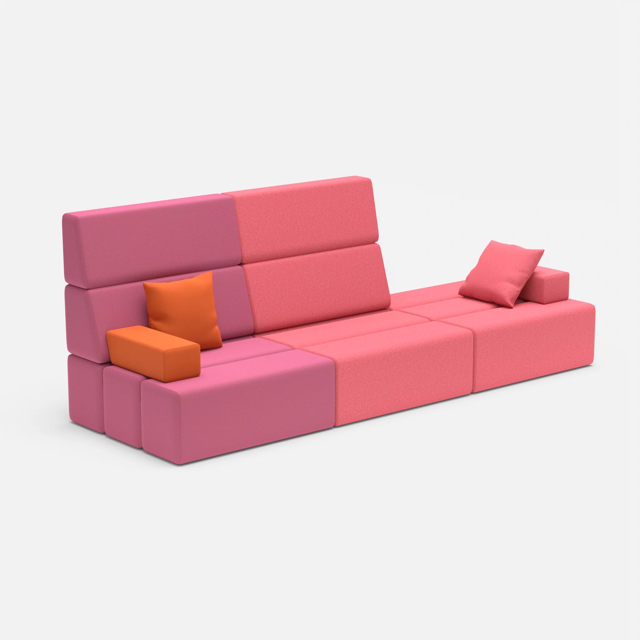 3 Sitzer Sofa Bricks 2 novumlitchi-dama0083 in Violett und Pink von der Seite