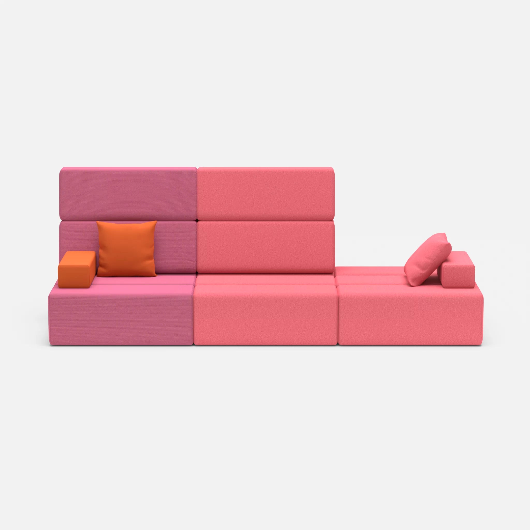 3 Sitzer Sofa Bricks 2 novumlitchi-dama0083 in Violett und Pink von vorne