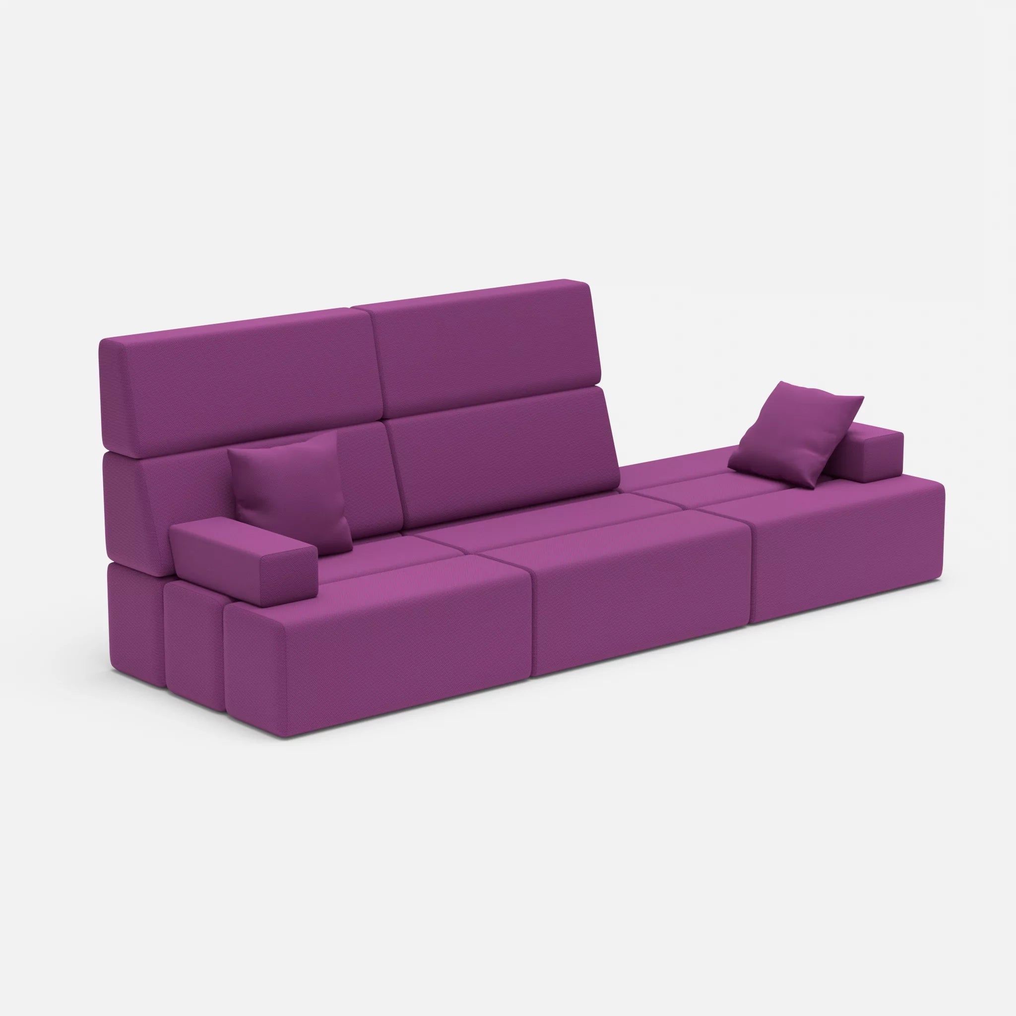 3 Sitzer Sofa Bricks 2 novumviola in Violett von der Seite