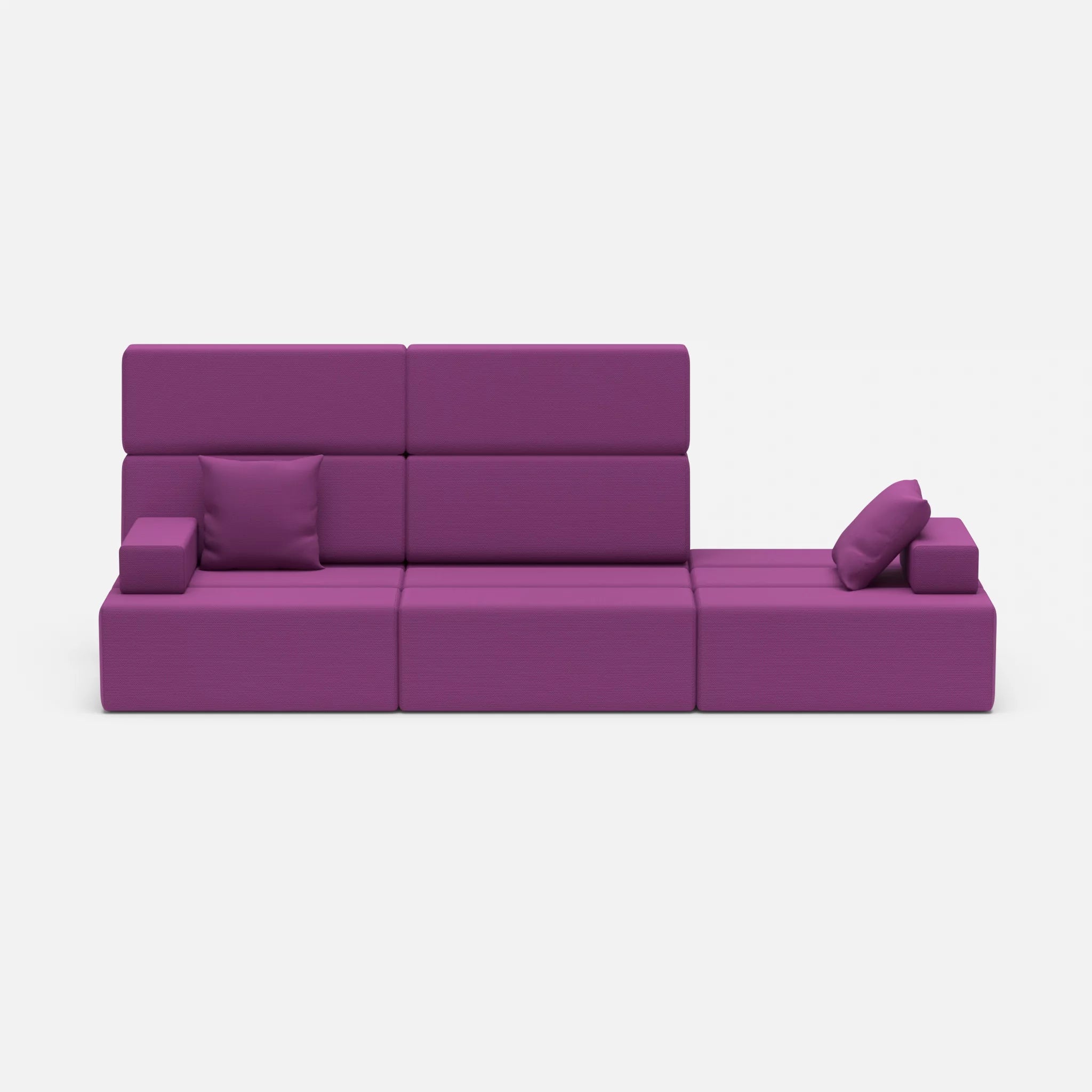 3 Sitzer Sofa Bricks 2 novumviola in Violett von vorne