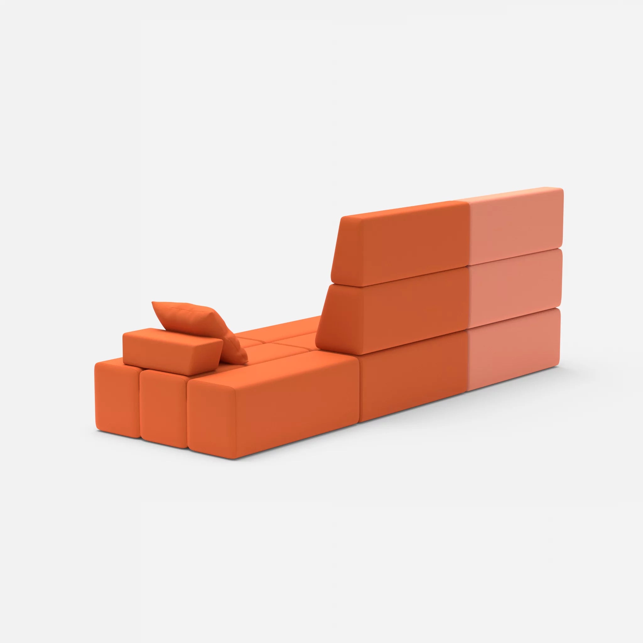 3 Sitzer Sofa Bricks 2 radio4046-radio3094 in Coral und Orange von hinten