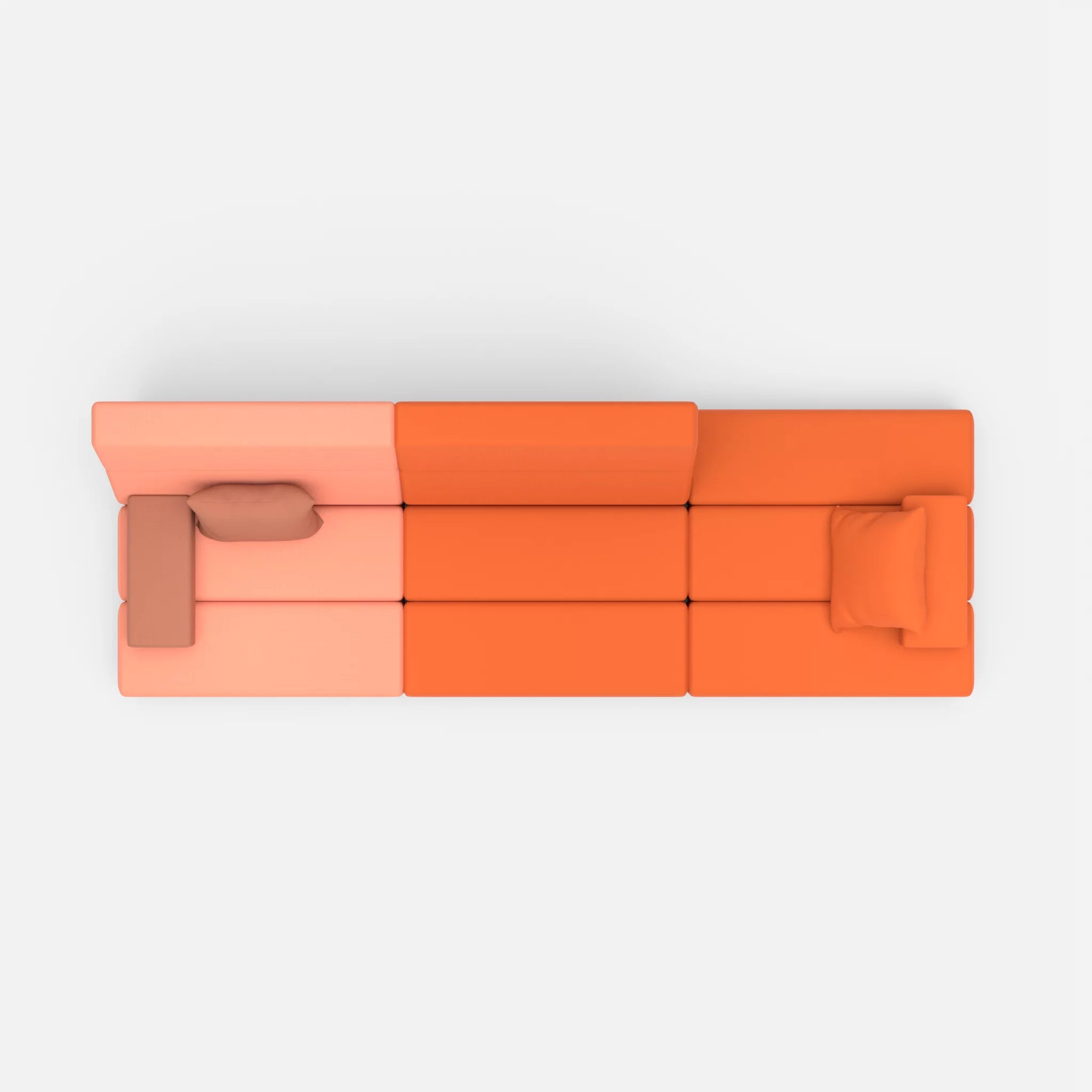 3 Sitzer Sofa Bricks 2 radio4046-radio3094 in Coral und Orange von oben