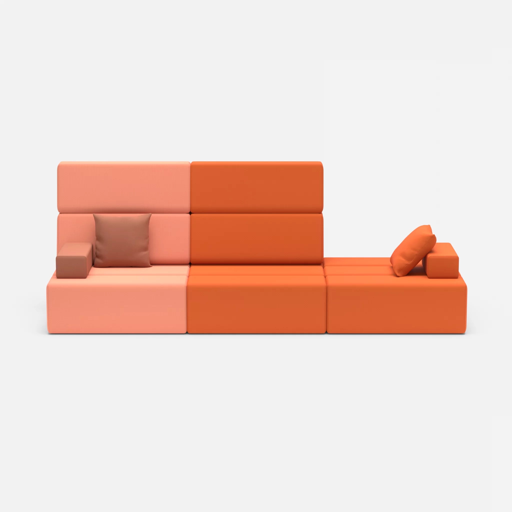 3 Sitzer Sofa Bricks 2 radio4046-radio3094 in Coral und Orange von vorne