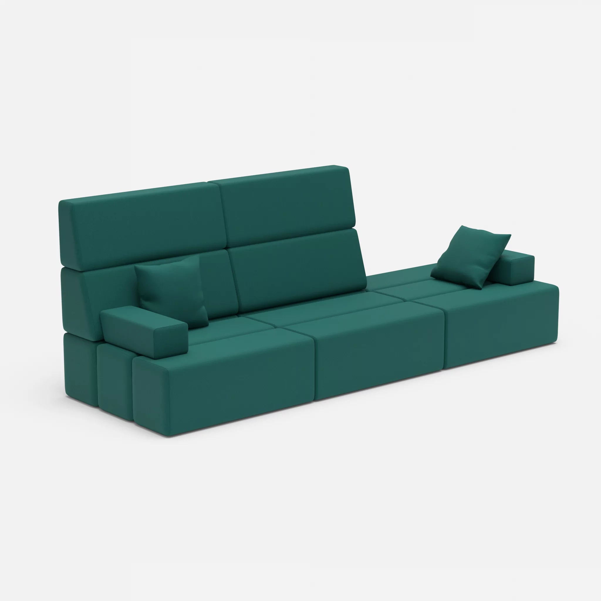 3 Sitzer Sofa Bricks 2 radio6015 in Türkis von der Seite