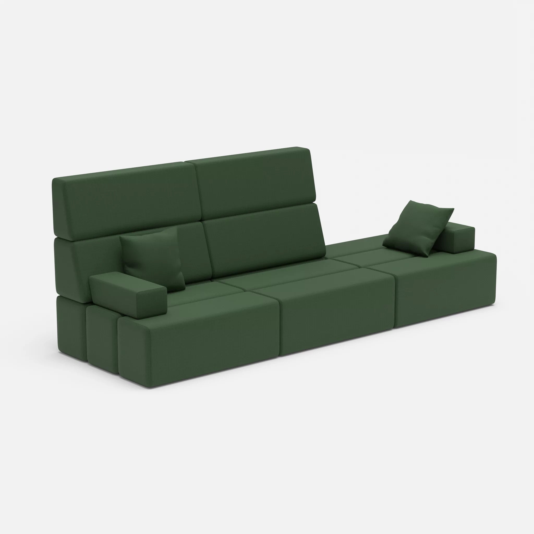 3 Sitzer Sofa Bricks 2 radio7036 in Olive von der Seite