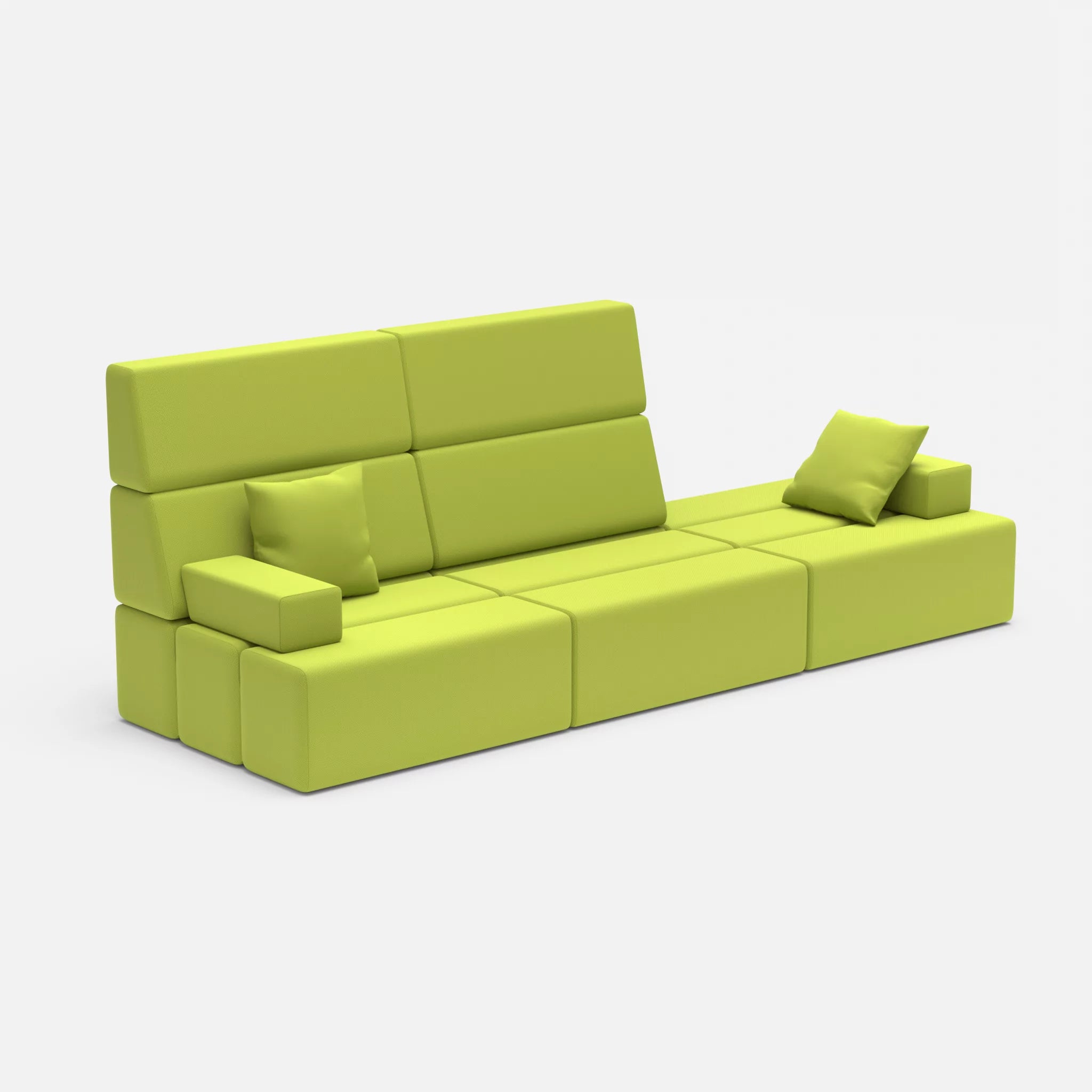 3 Sitzer Sofa Bricks 2 radio7041 in Hellgrün von der Seite